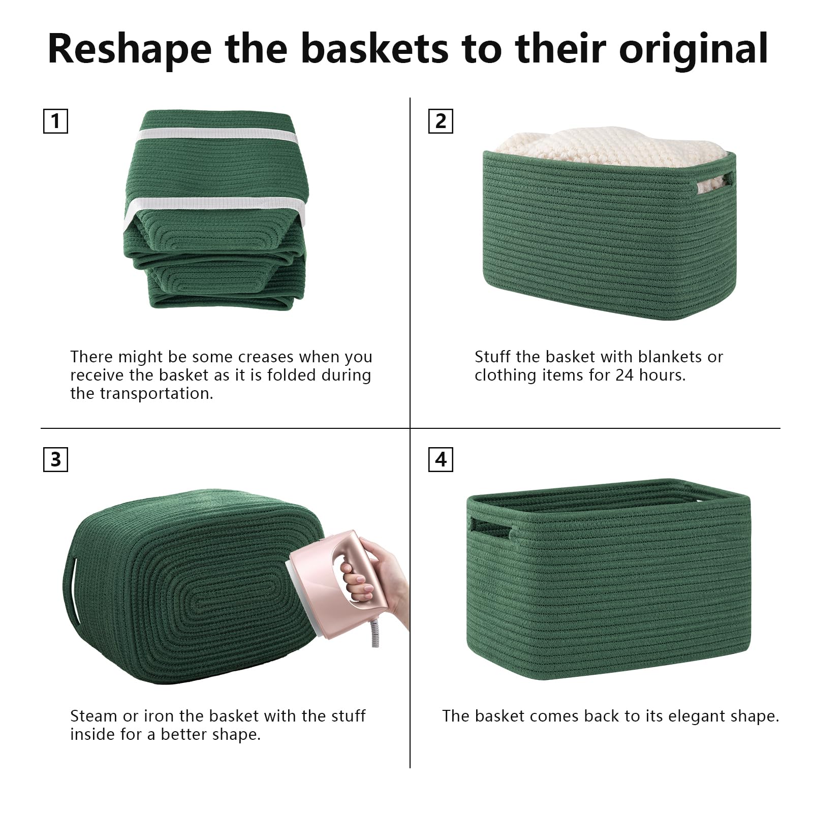 4 Pack Storage Baskets for Organizing 15L Cube Storage Bins Green (4 Count)