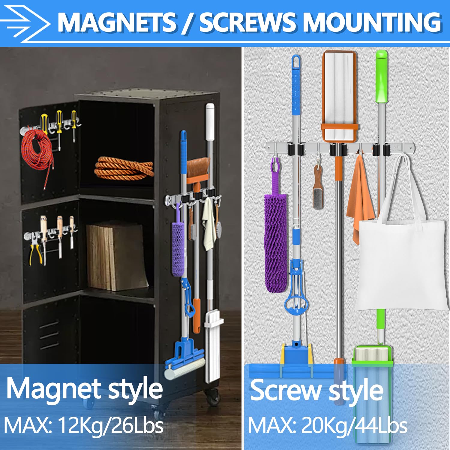 Magnetic Broom Holder Wall Mount 1 Pack