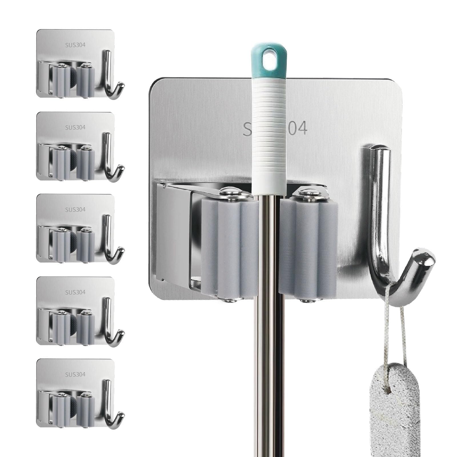 5 Pack Broom and Mop Organizer Wall Hanging (5 Count)