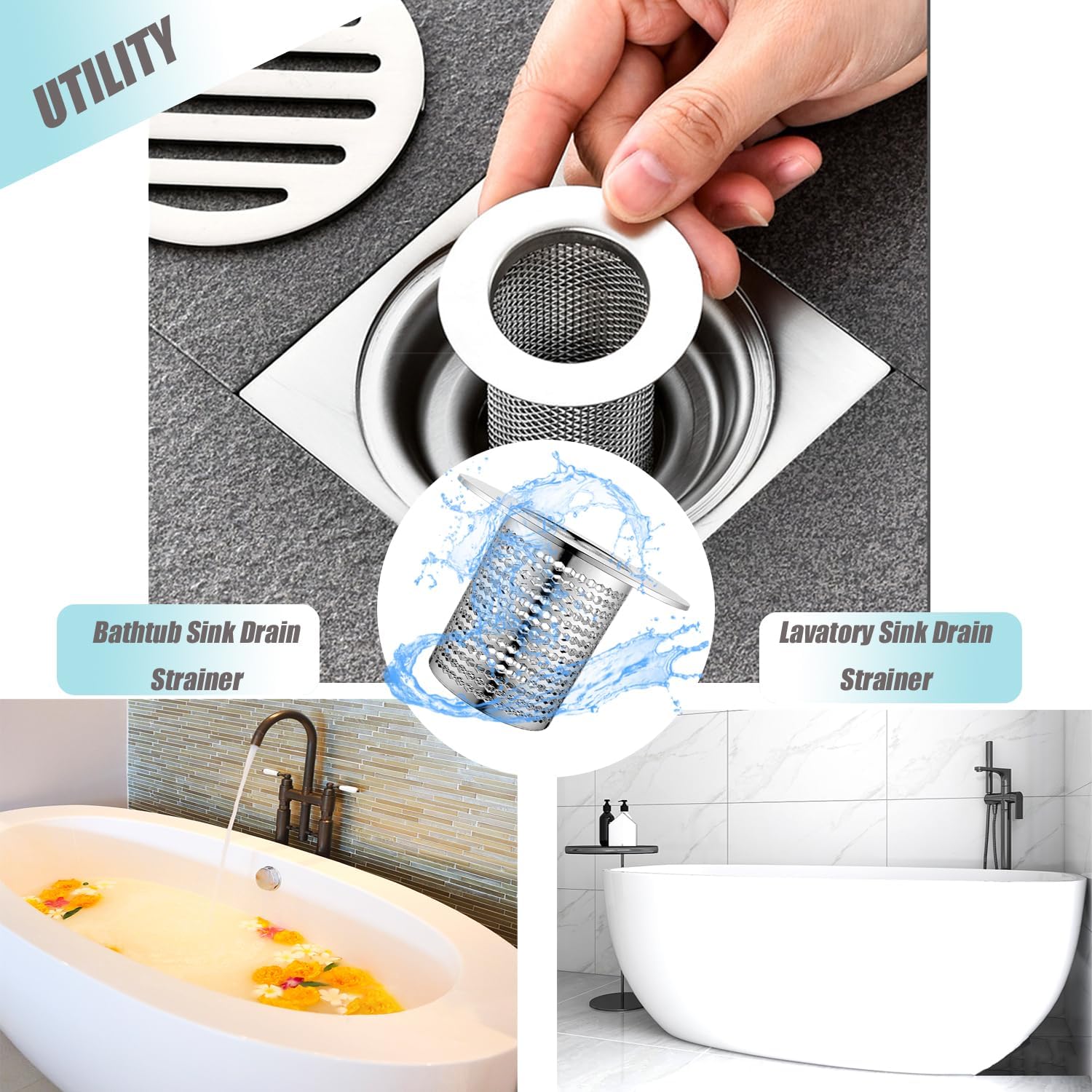 4 PCS Bathroom Sink Drain Strainers (4 Count)