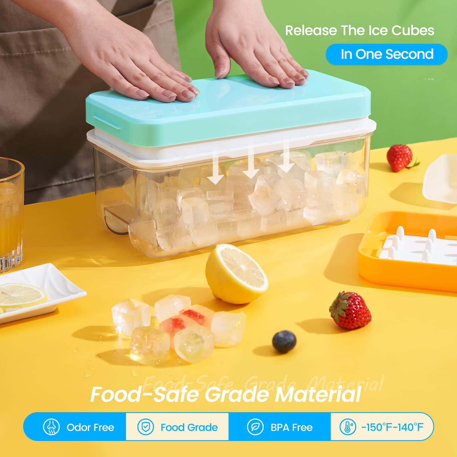 1" Ice Cube Tray with Lid and Bin