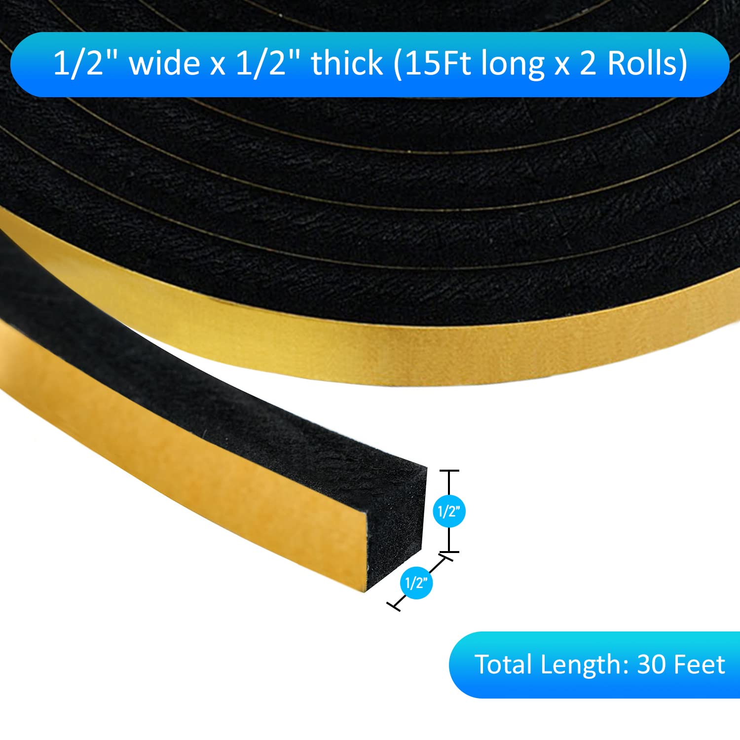 High Density Foam Weather Stripping Door Seal Strip Insulation Tape Roll for Insulating Door Frame