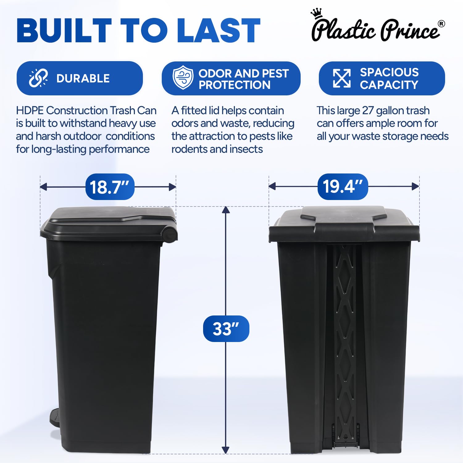 27 Gallon Step Trash Can for Kitchen