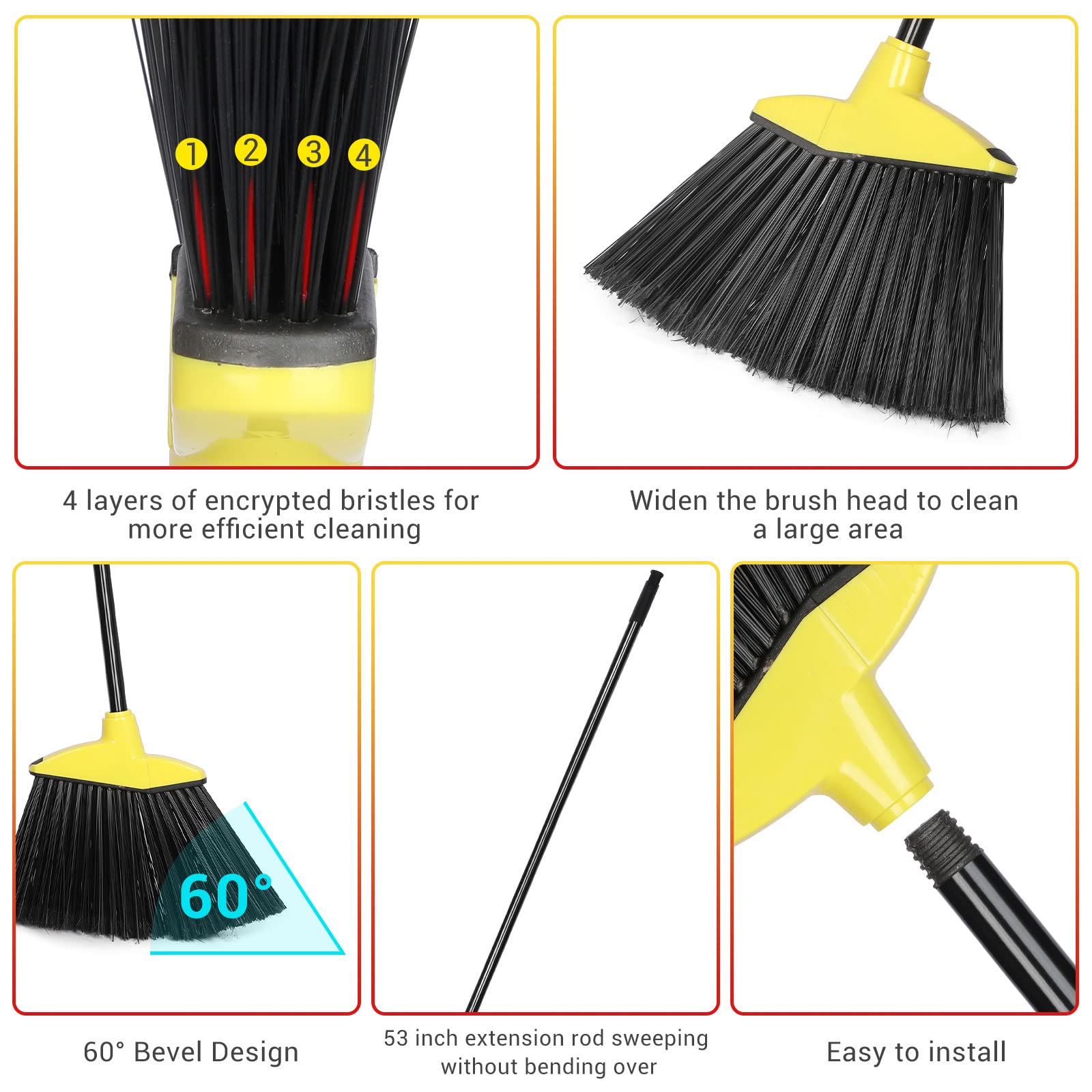 20 Pcs Heavy Duty Broom Commercial Outdoor Indoor (20 Count)