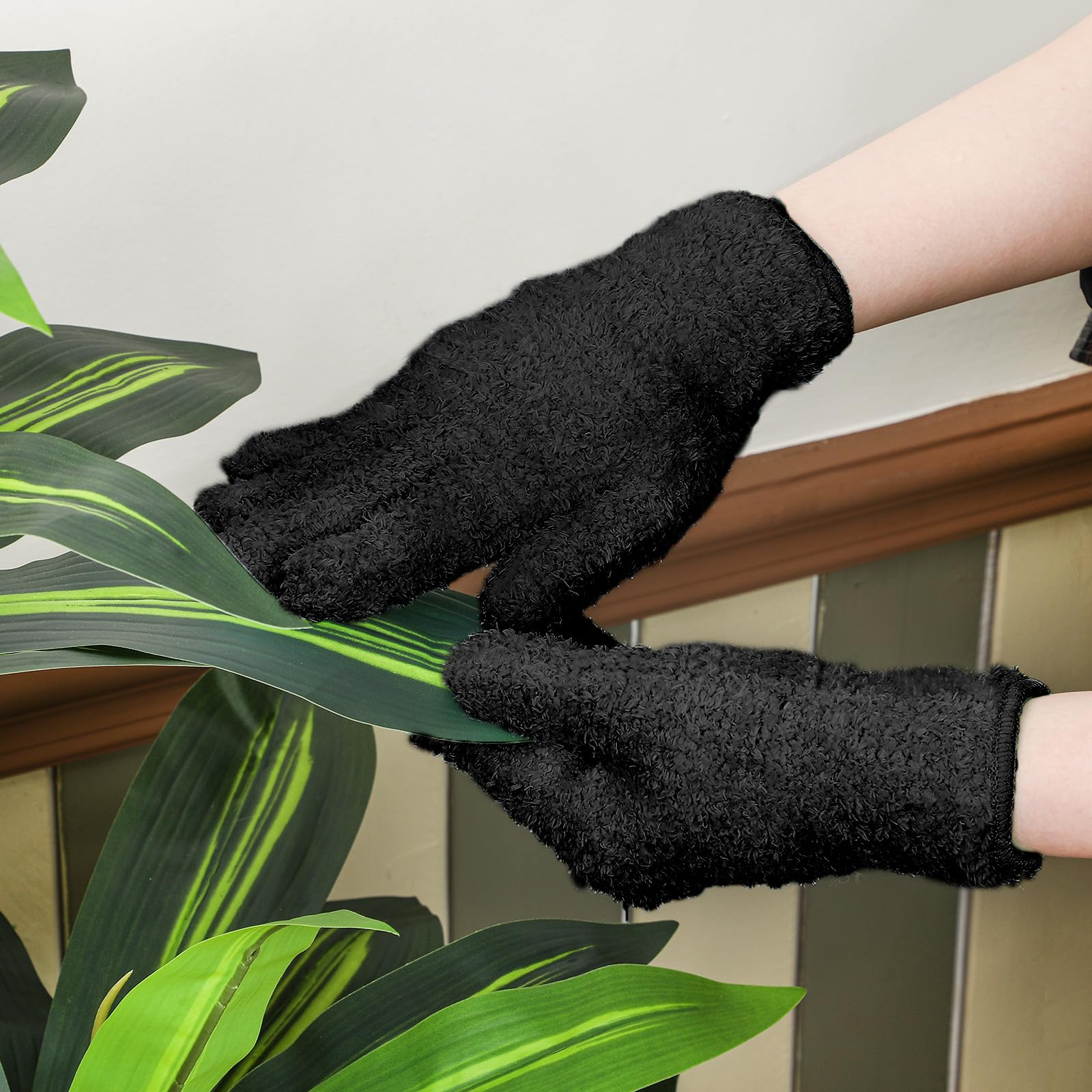 3 Pairs Microfiber Dusting Gloves for Plants Leaf (3 Count)