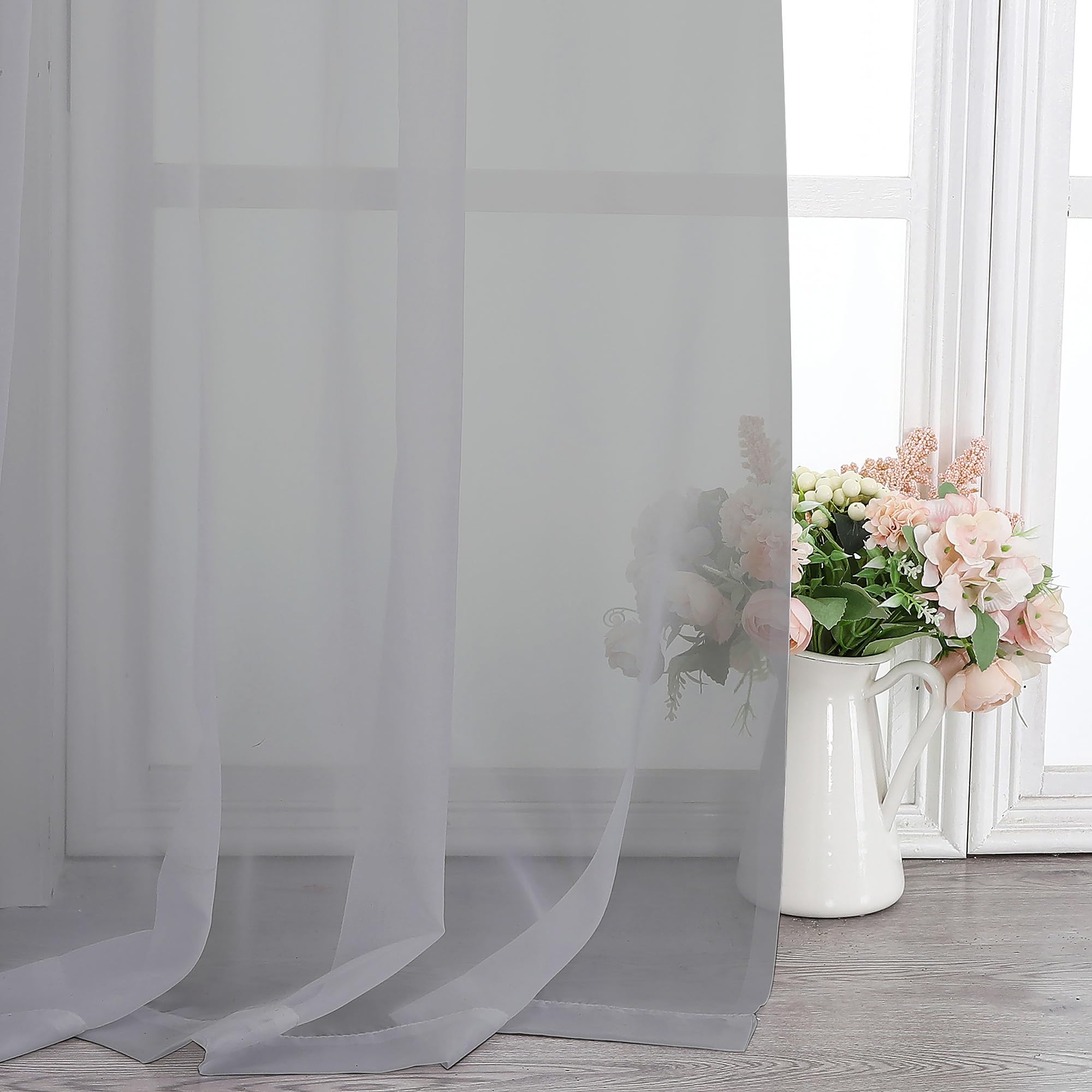 Light Grey Sheer Curtains 84 Inches Long (2 Count)