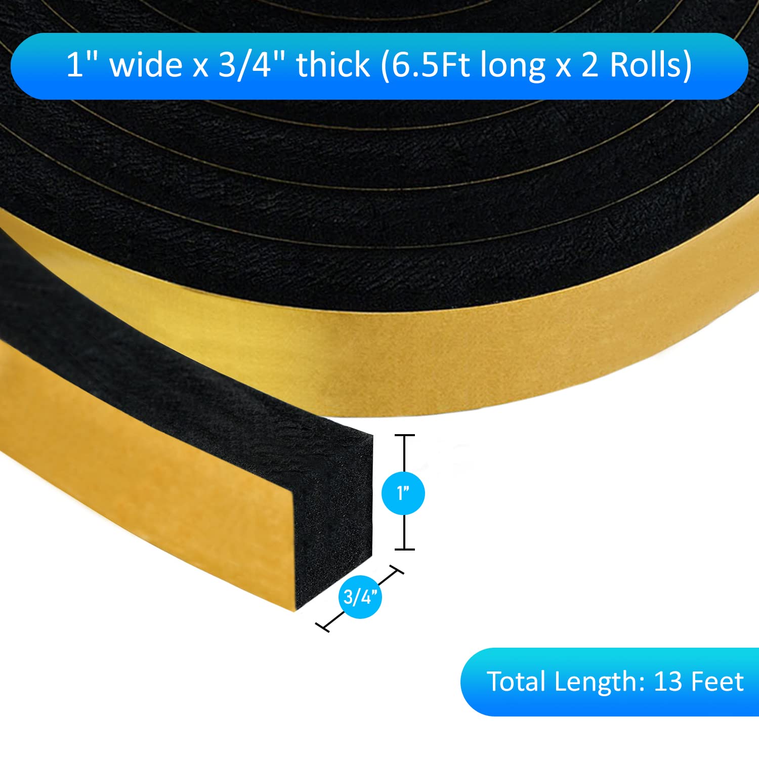High Density Foam Weather Stripping Door Seal Strip Insulation Tape Roll for Insulating Door Frame