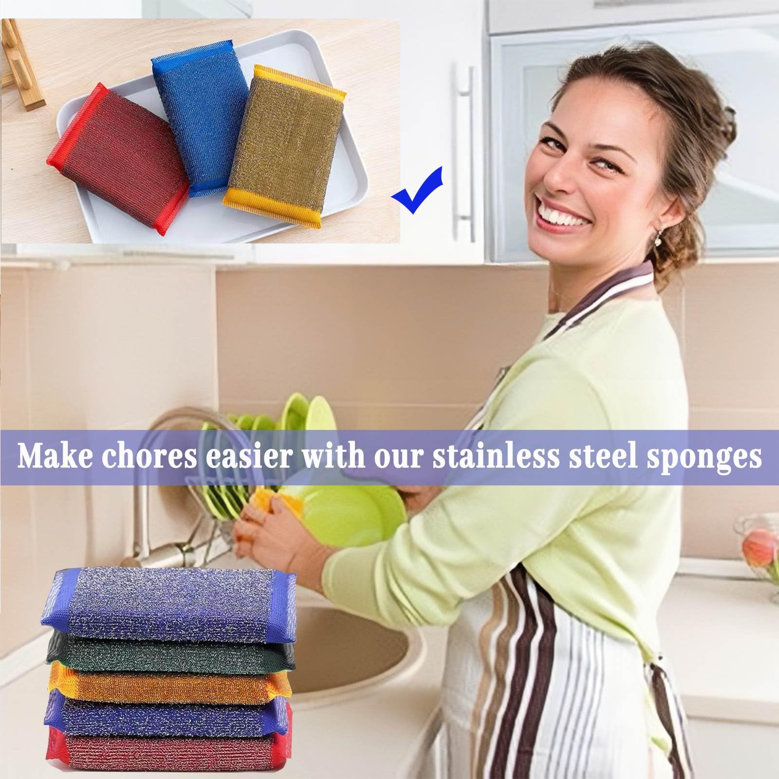 Steel Wool Scrubber Kitchen Sponges (6 Count)
