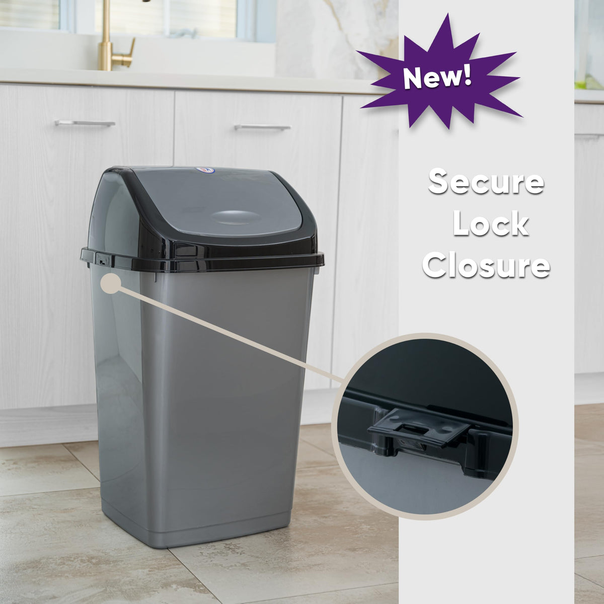 Kitchen Trash Can 13 Gallon with Swing Lid