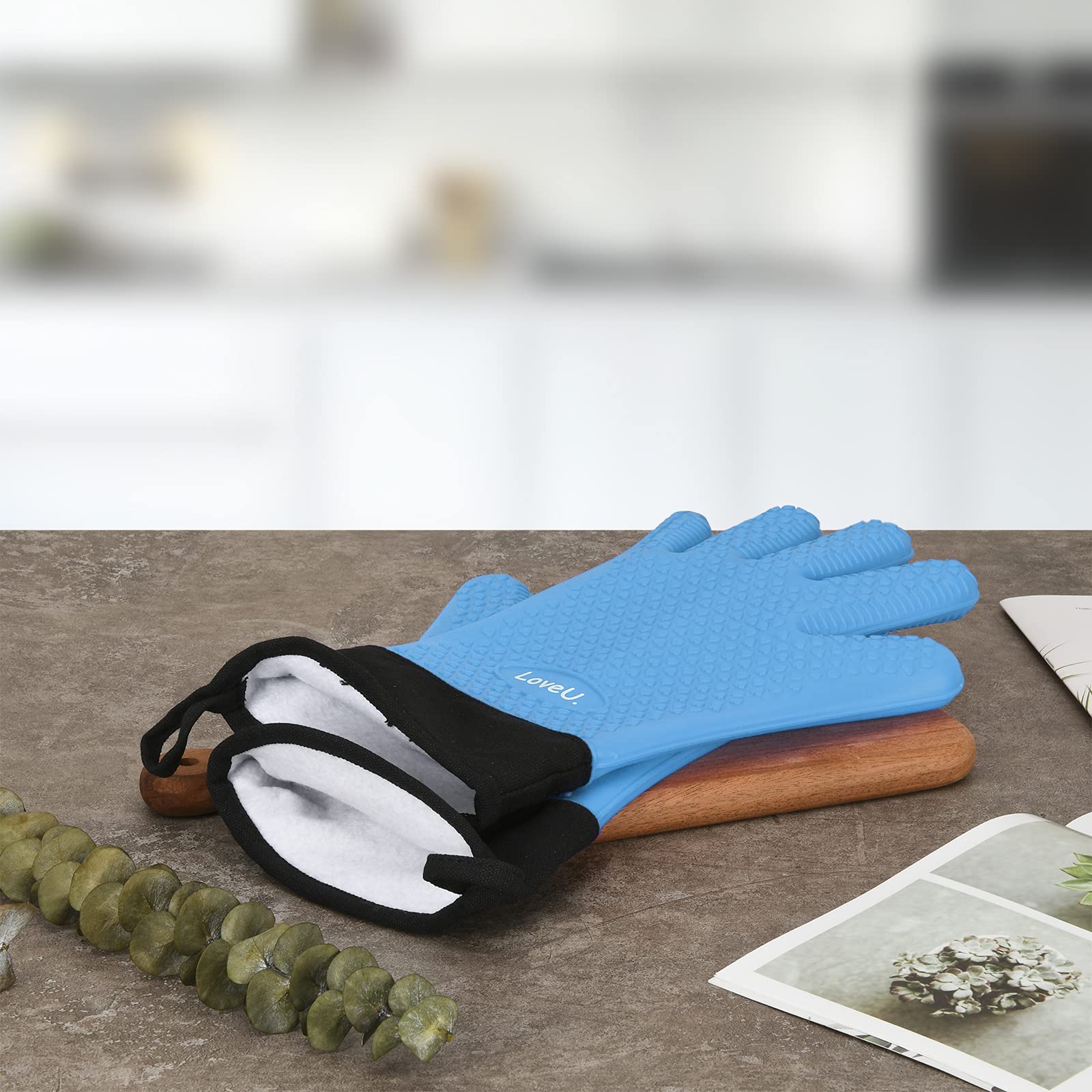 Silicone Oven Mitts Gloves (11 Ounce)