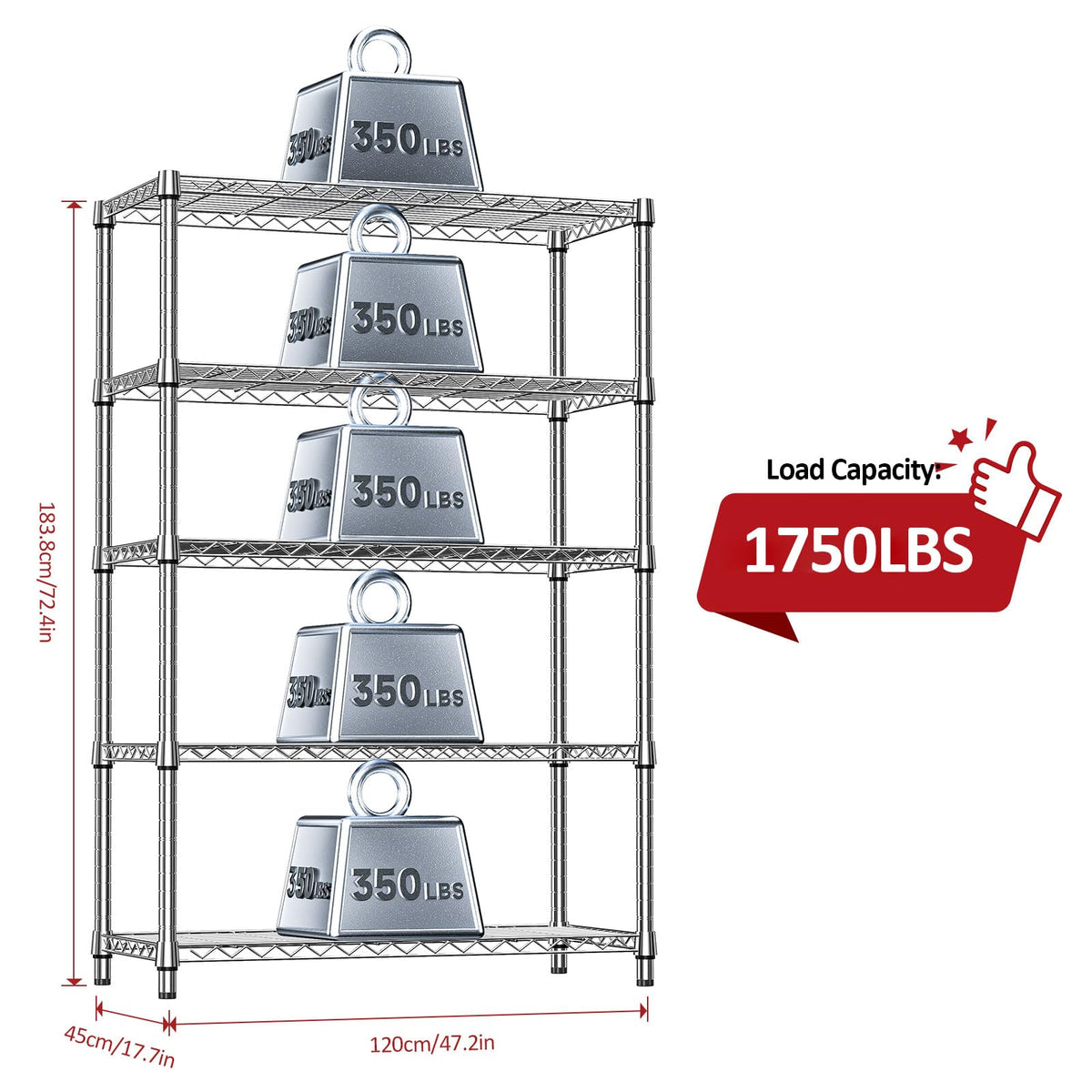 5 Tier Heavy Duty Metal Storage Shelving Unit