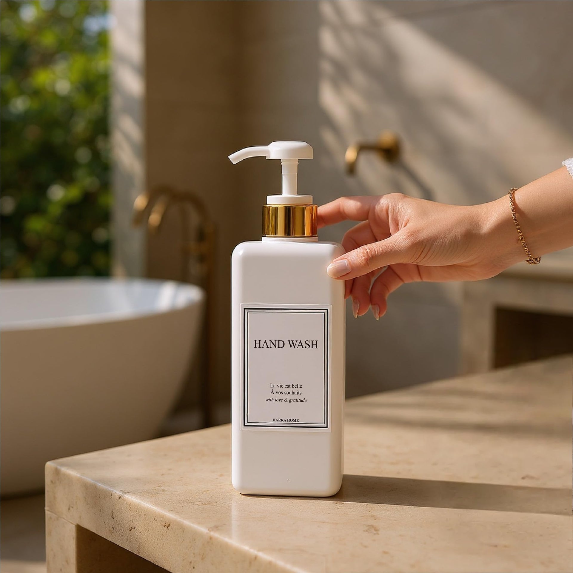 Modern Gold Design Shampoo and Conditioner Dispenser (3 Count)