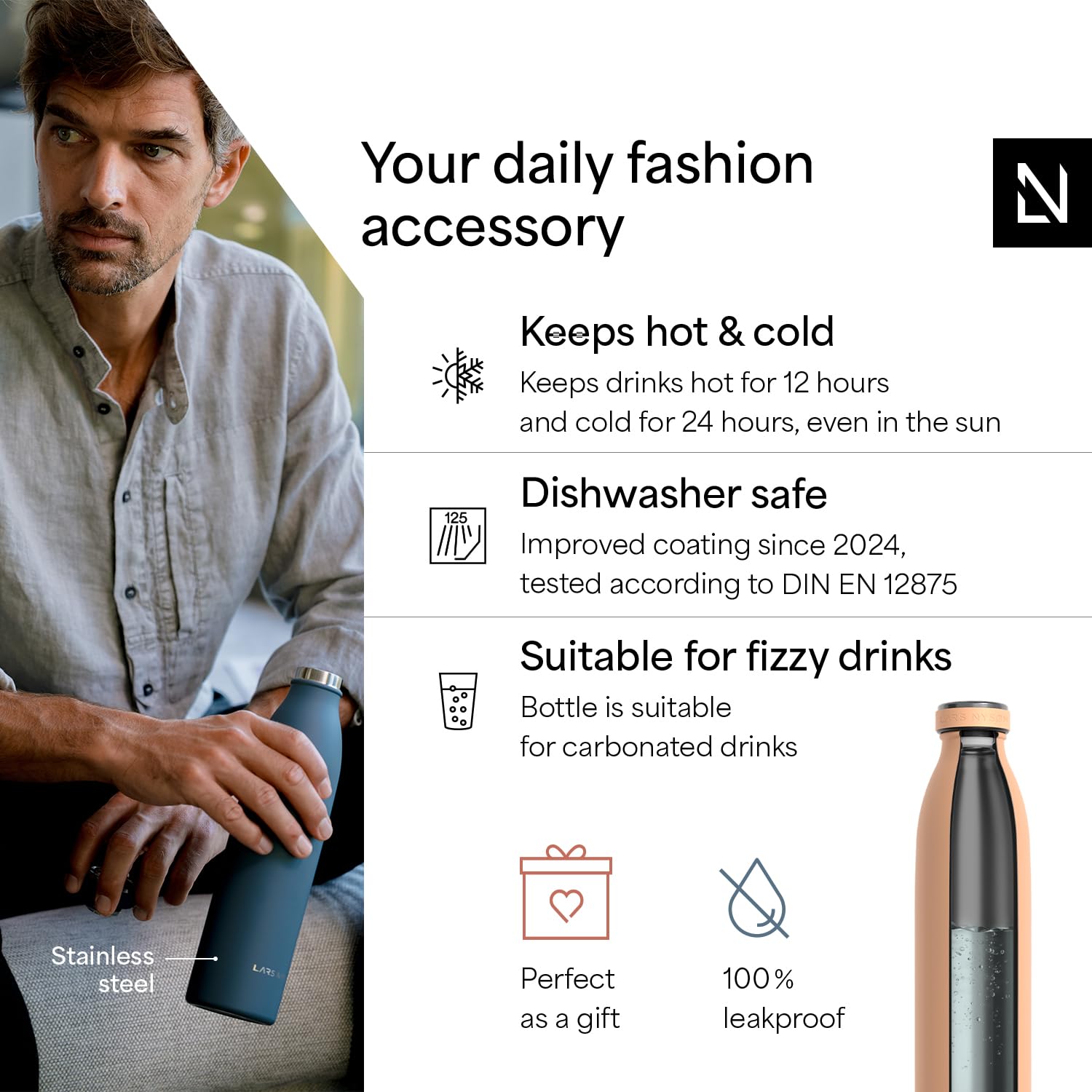 Stainless Steel Insulated Water Bottle 12oz 17oz 25oz 34oz 51oz