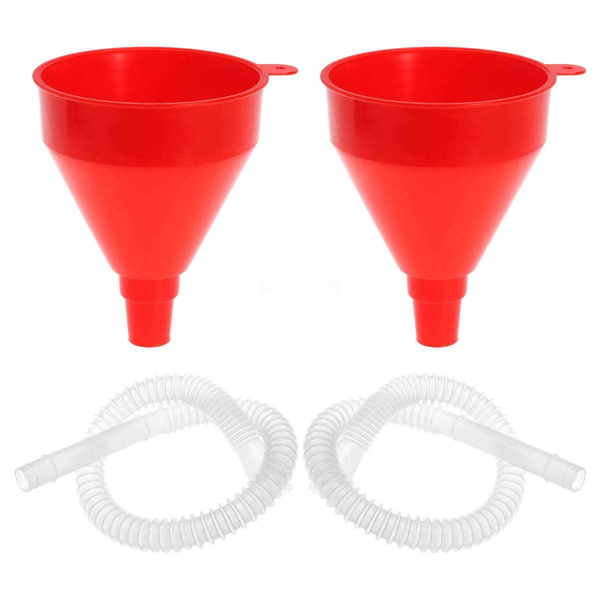 Flexible Fuel Funnel with Long Hose Plastic Small Wide Mouth Filling Funnel Car Funnel for Engine Oil Gas Fuel Gasoline Diesel Water Fluid Liquid Transmission Red (2 Count)