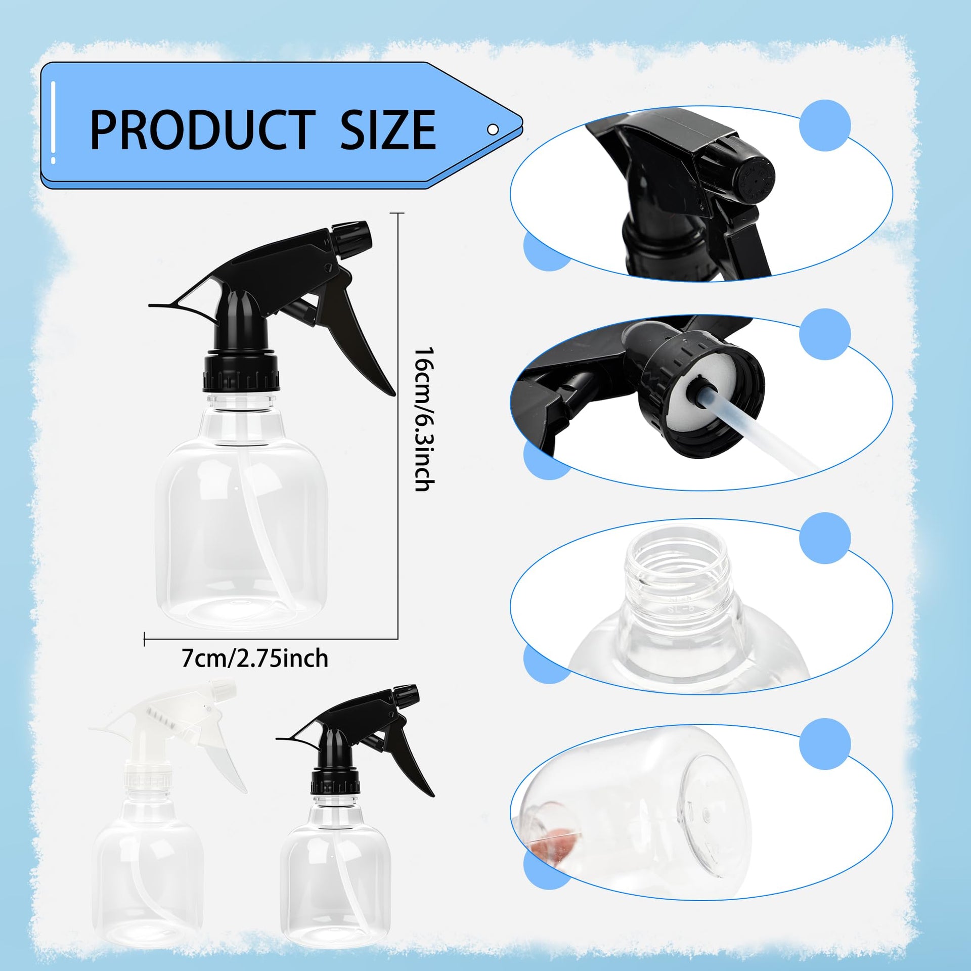 20 Pcs Empty Plastic Spray Bottle 8 oz Clear Liquid Container with Trigger Sprayers for Water Perfume Cleaning Fluid Plants Kitchen Toilet Pet (19.99 Count)