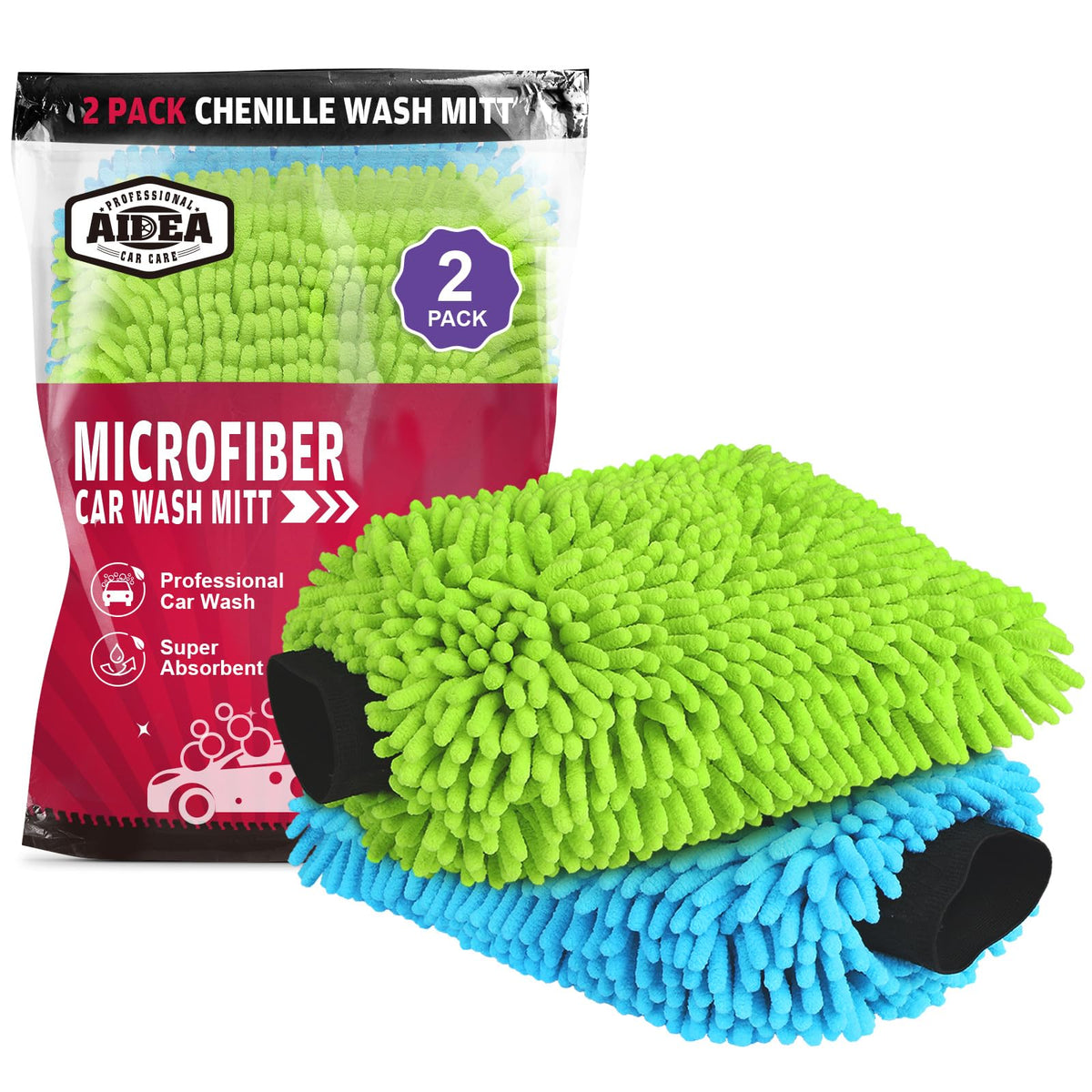 Car Wash Mitt Microfiber (2 Count)