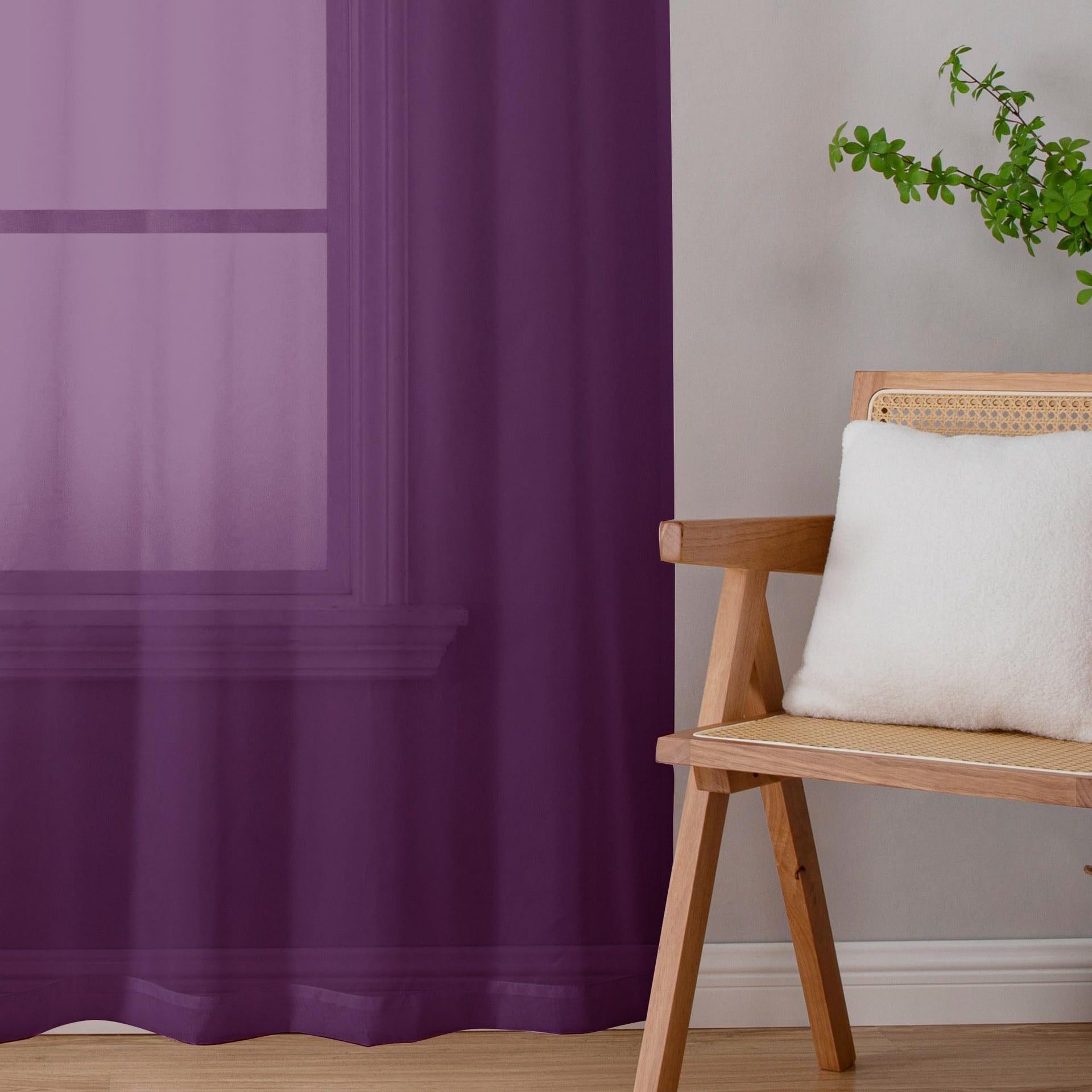 Plum Sheer Curtains 96 inches Long 2 Panels (2 Count)