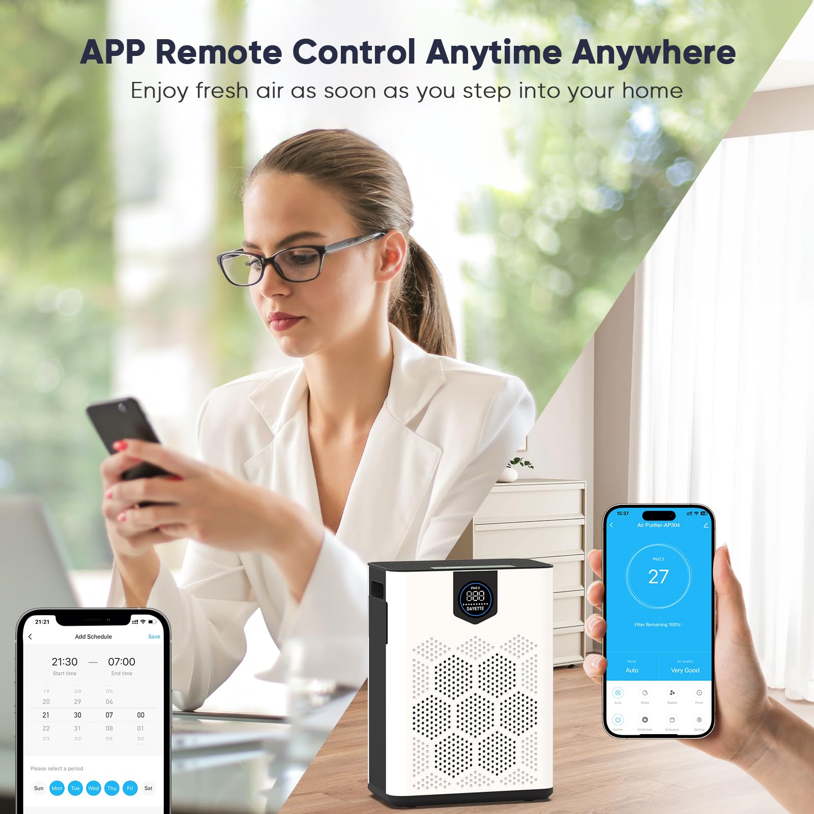 Smart Wifi Air Purifiers for Home Large Room Up to 3000 Ft²