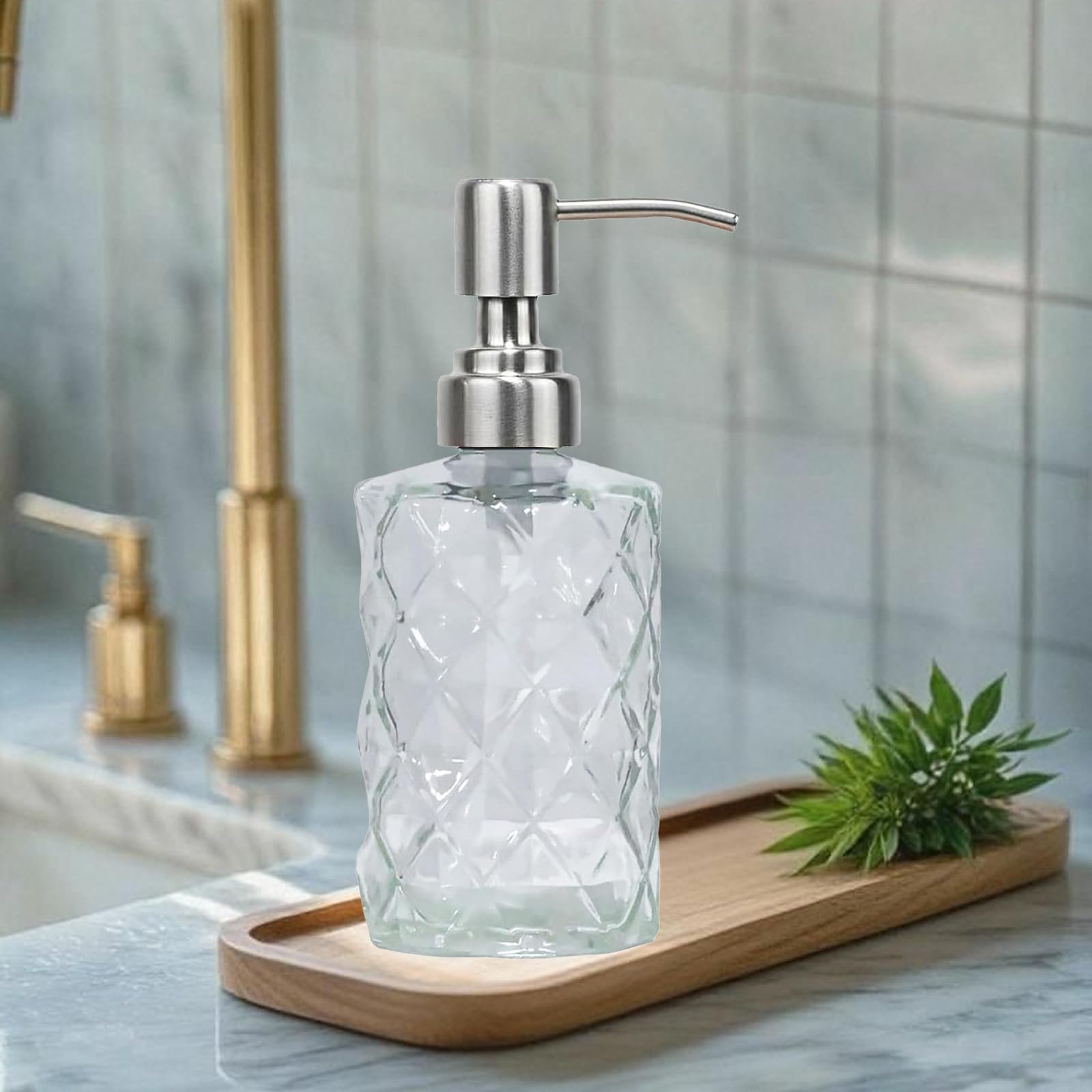 12Oz Clear Glass Soap Dispenser