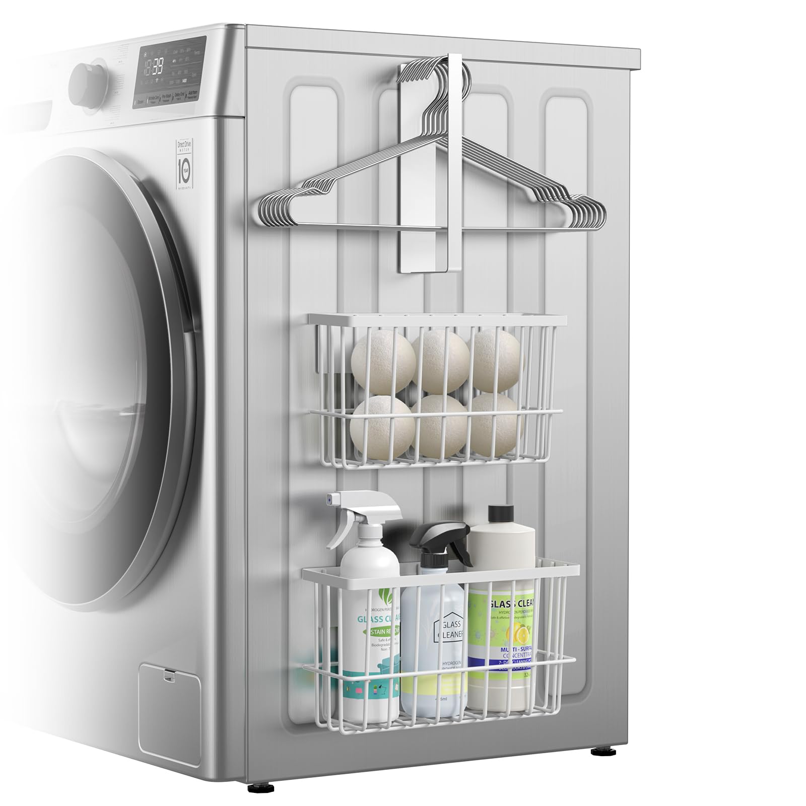 Laundry Room Organization and Storage Magnetic Dryer Ball Holder with Magnetic Hanger Holder