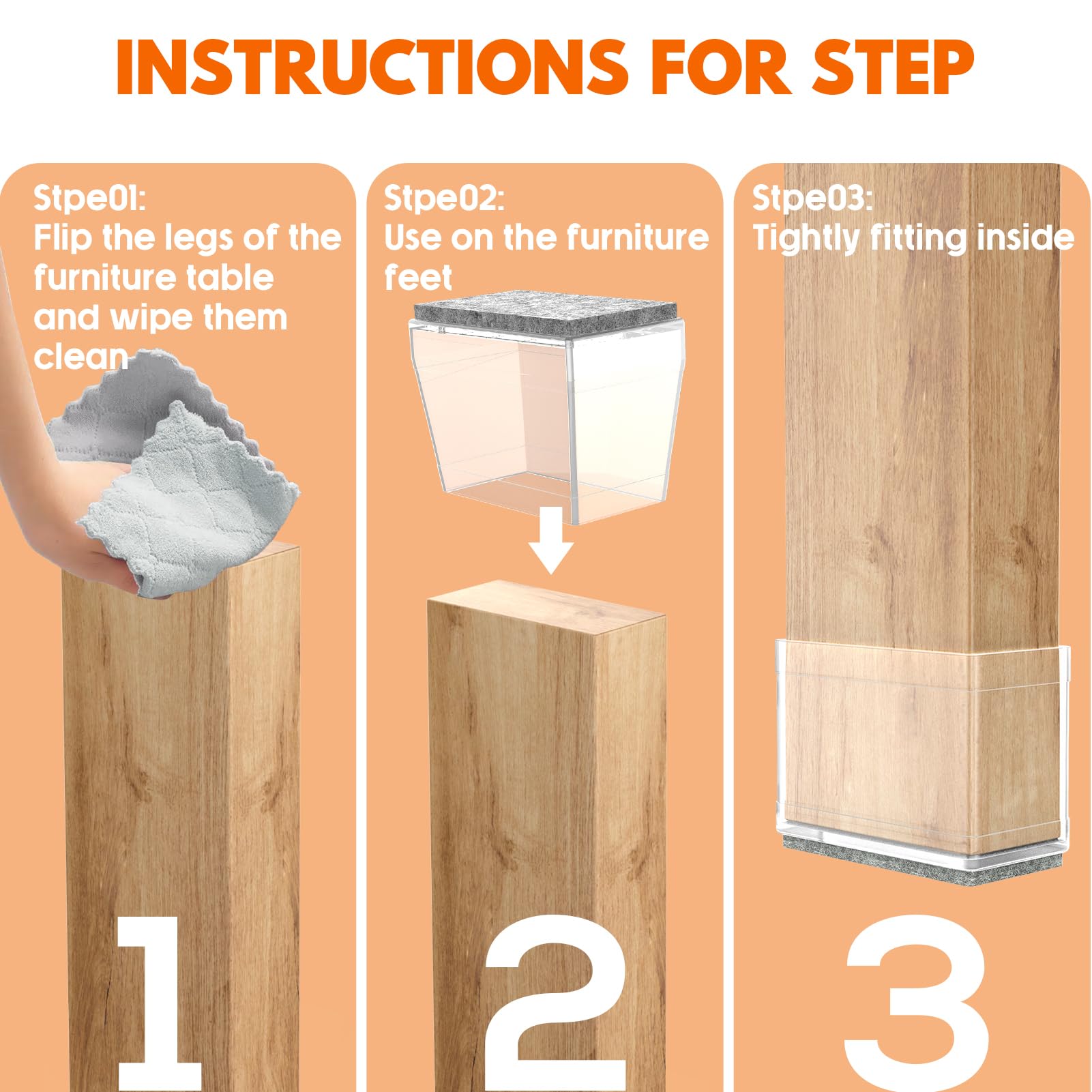 Rectangle Chair Leg Protectors for Hardwood Floors (16 Count)