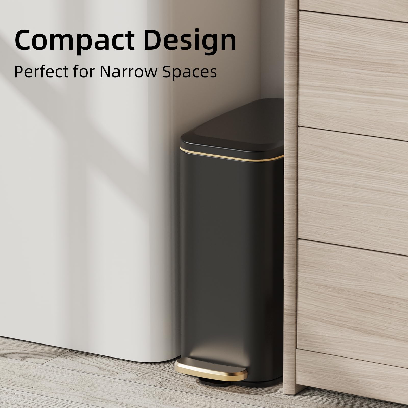 Slim Bathroom Trash Can with Lid