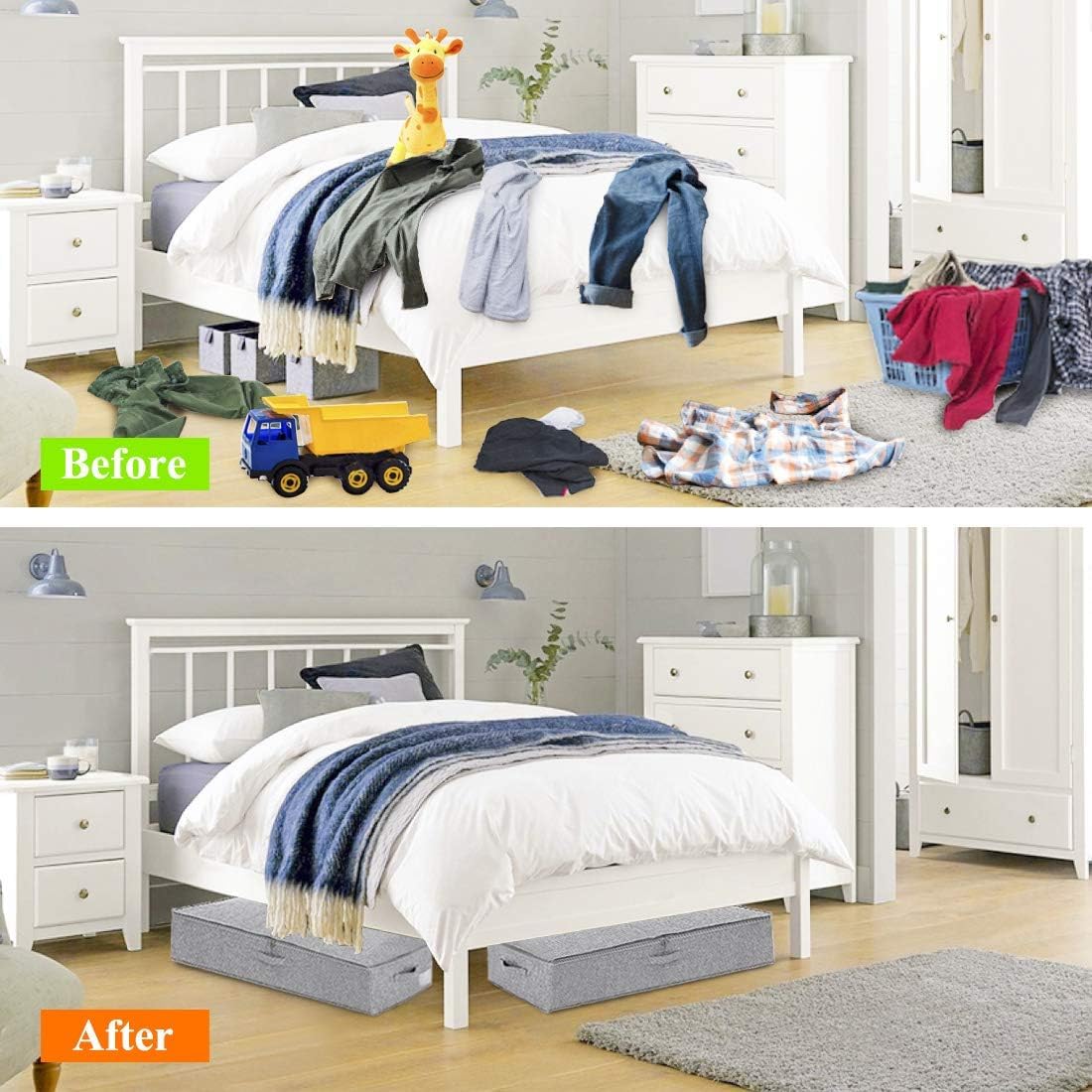 6.7 in High Under Bed Storage Container with Zipper Lid (3 Count)