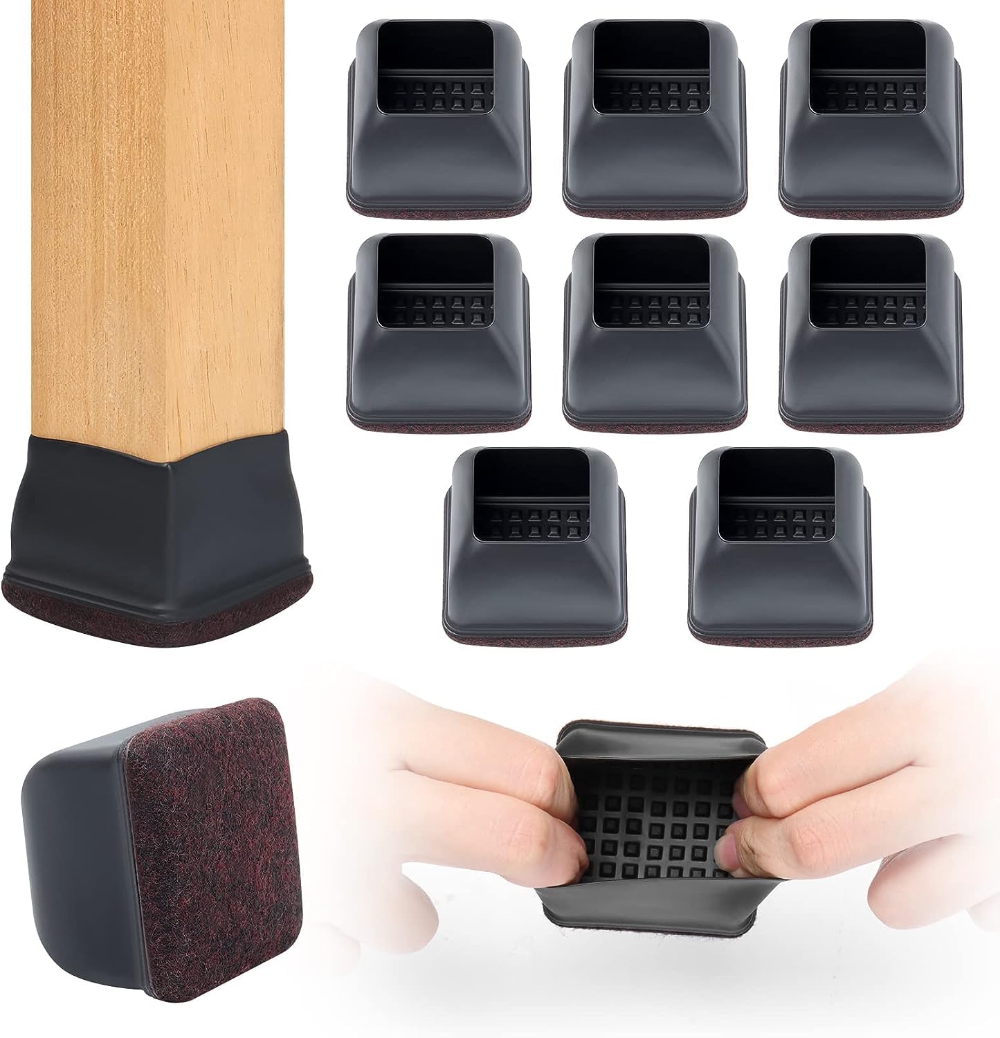 8 Pcs Extra Large Square Chair Leg Floor Protectors (8 Count)