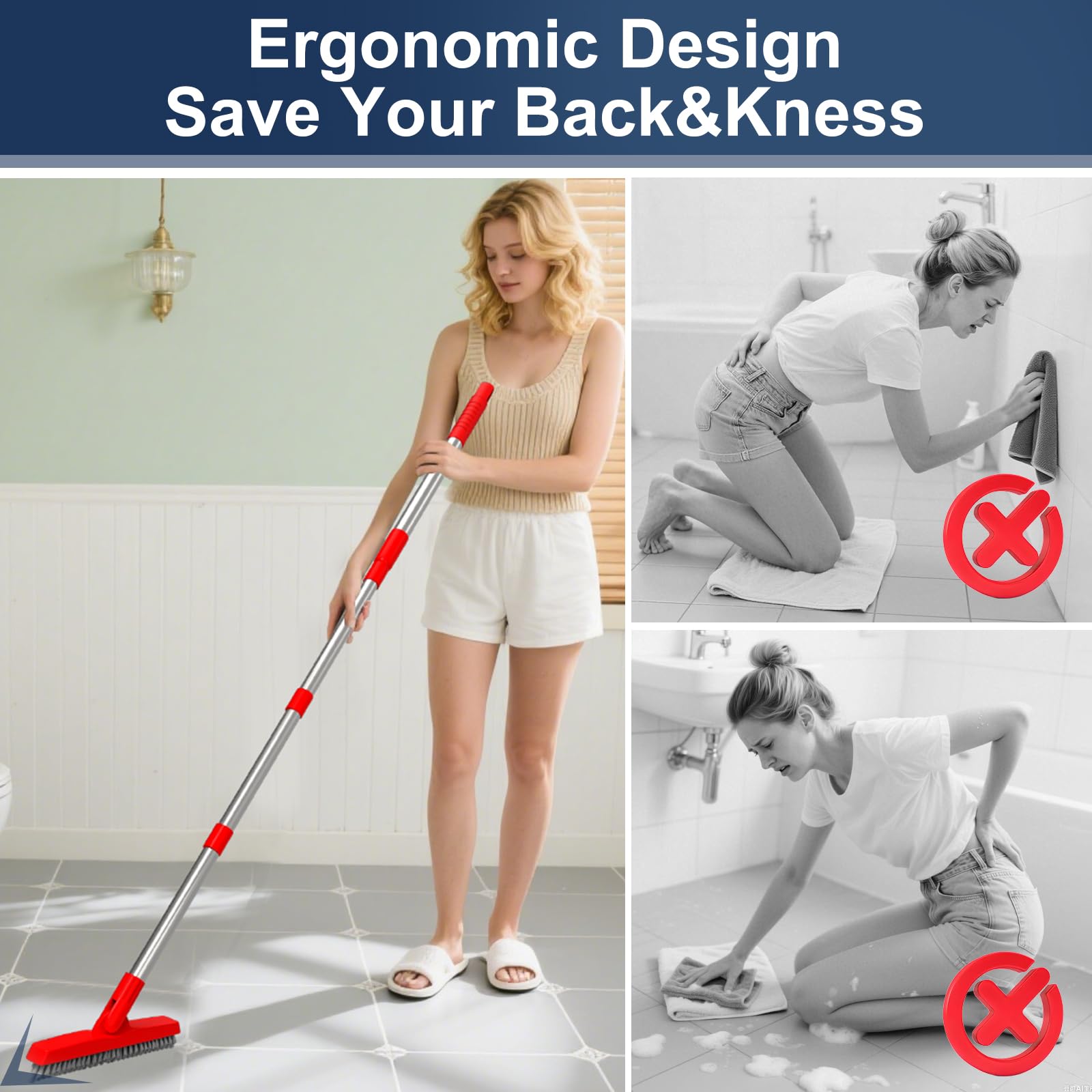 2 Pack Grout Brush with Long Handle (2 Count)