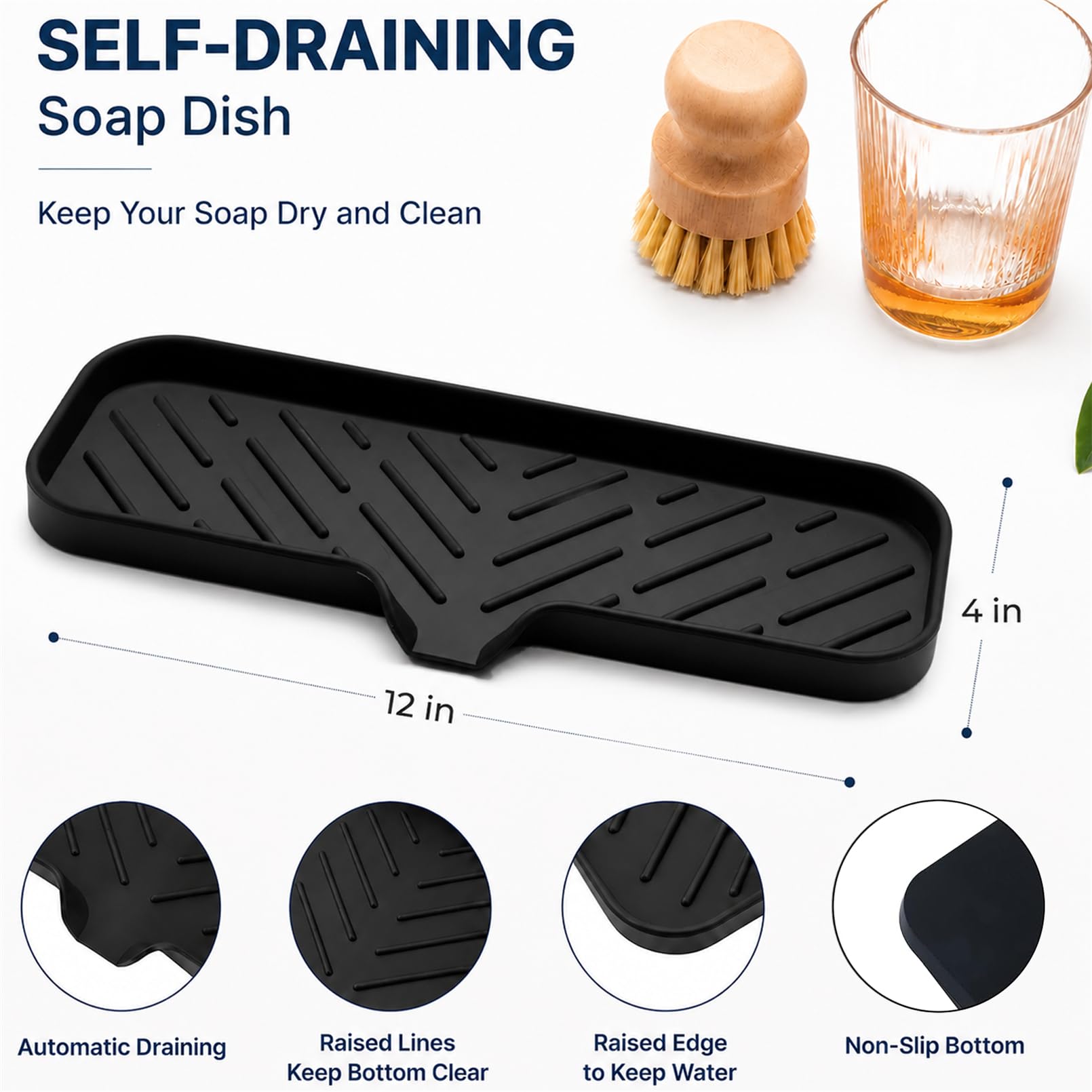 Silicone Soap Dish with Drain Spout