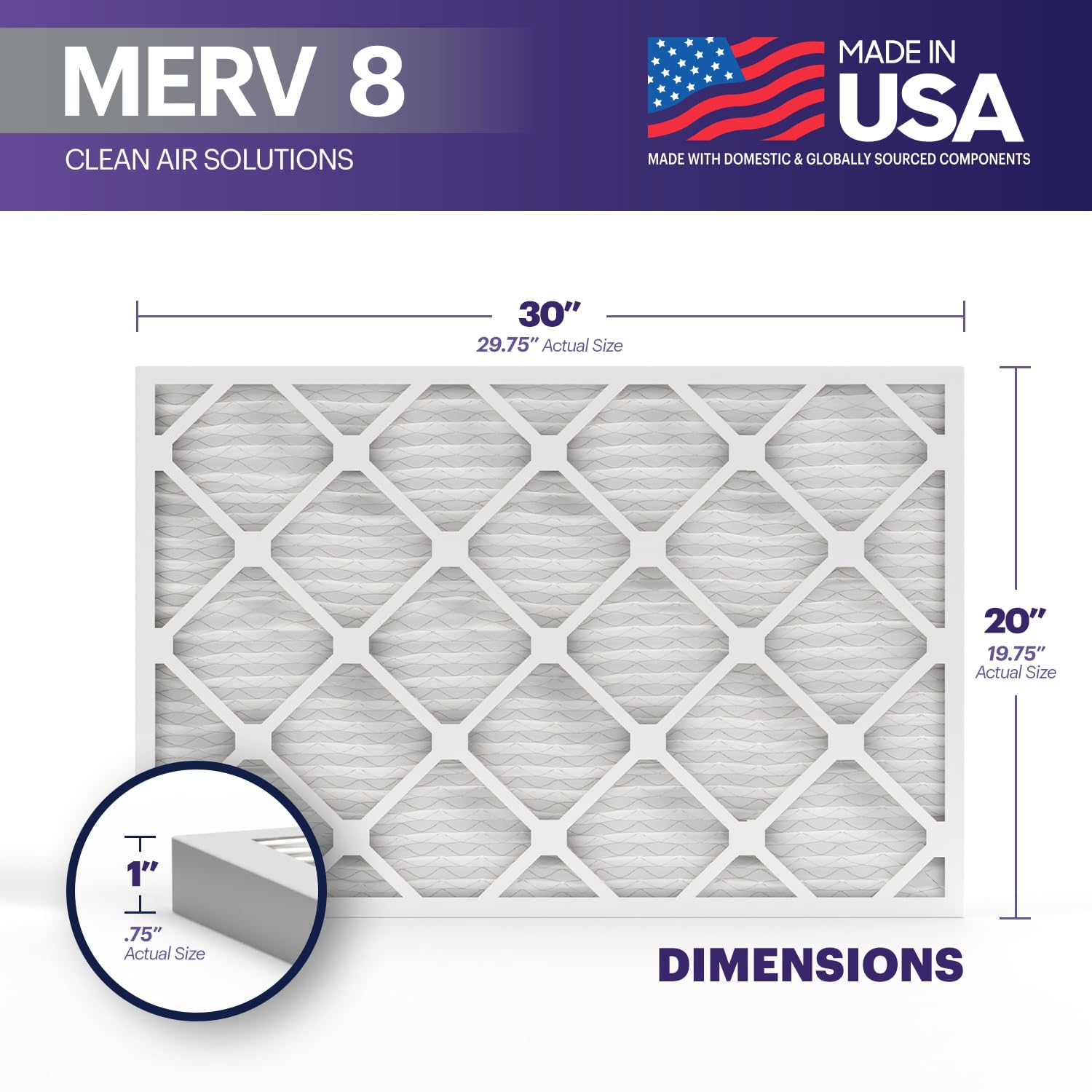 TruFilter 20x30x1 Air Filter MERV 8 (4 Count)