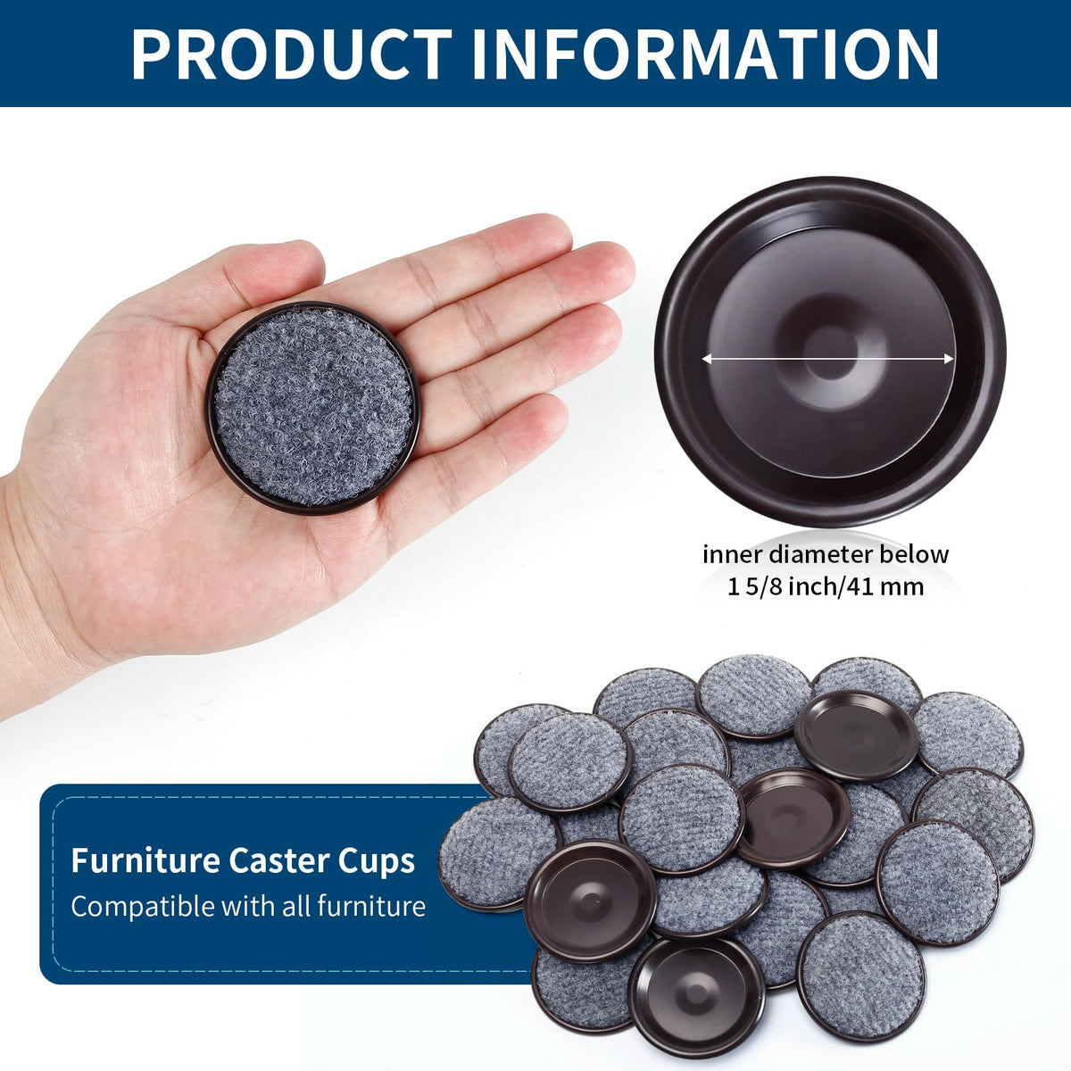 1 5 8" Round Carpet Bottom Furniture Caster Cups (16 Count)