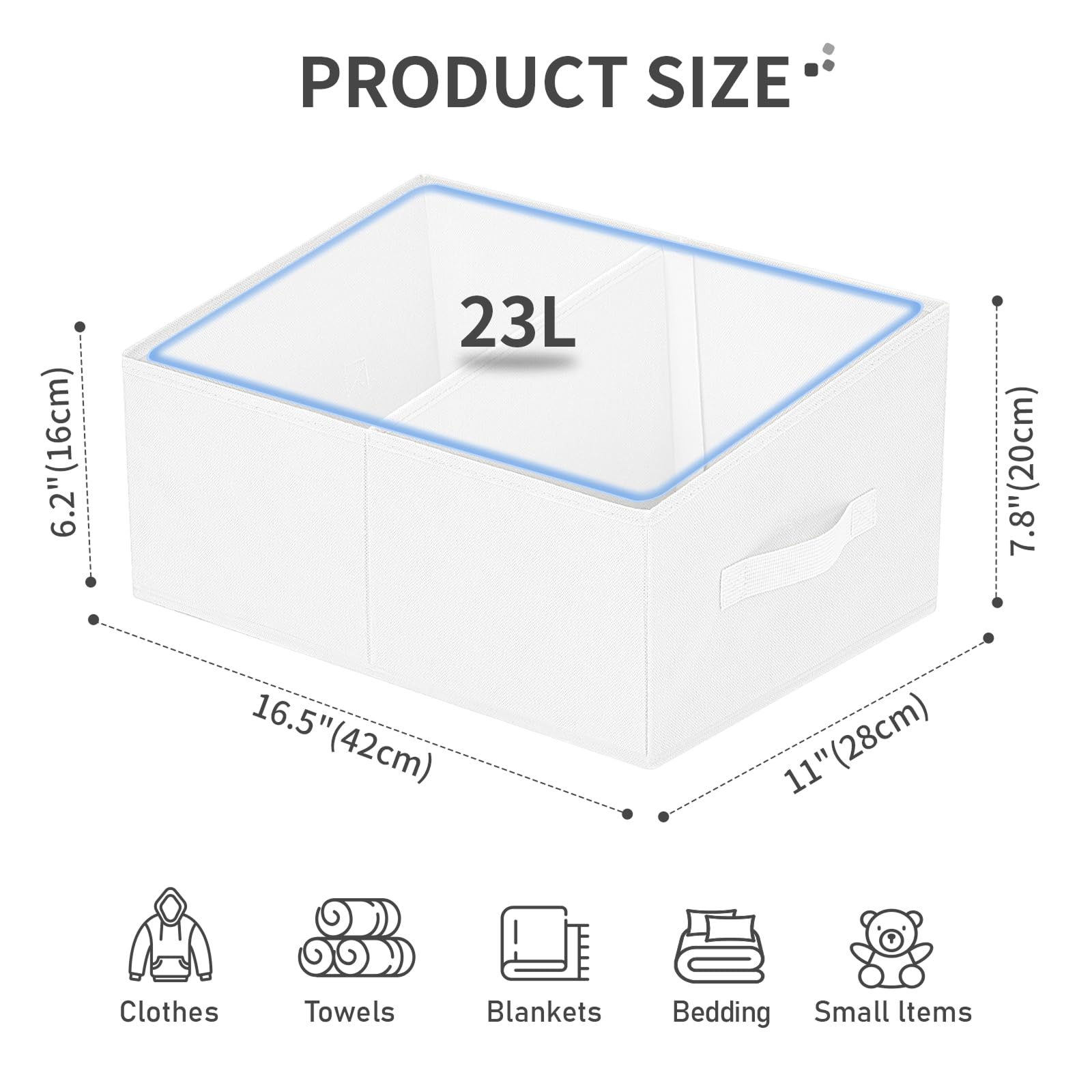 Large Closet Shelf Organizer Bins 8 Packs with Handles and Divider (8 Count)