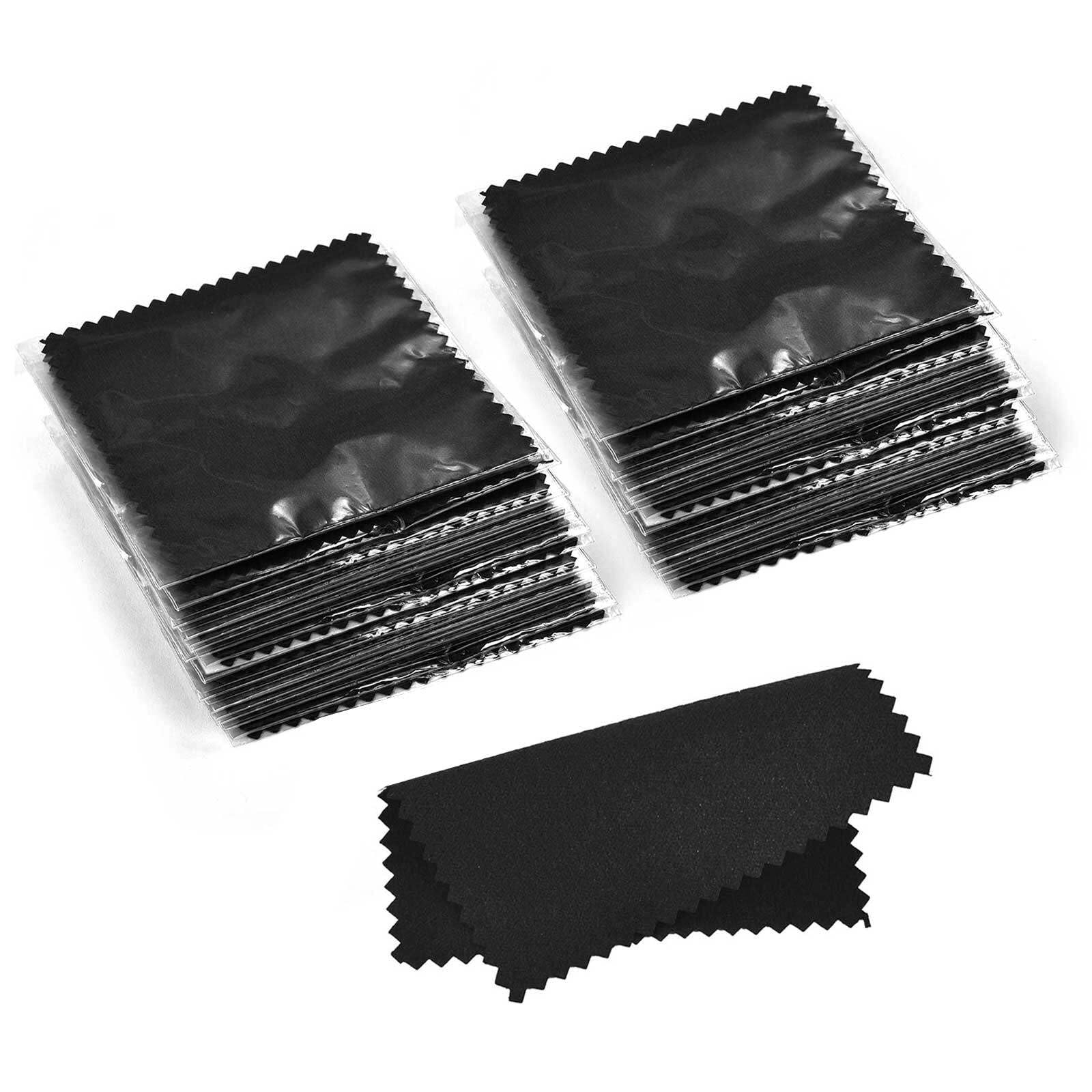 100pcs Jewelry Cleaning Cloth Black Polishing Cloth for Sterling Silver Gold Platinum Small Silver Polish 8x8cm (100 Count)