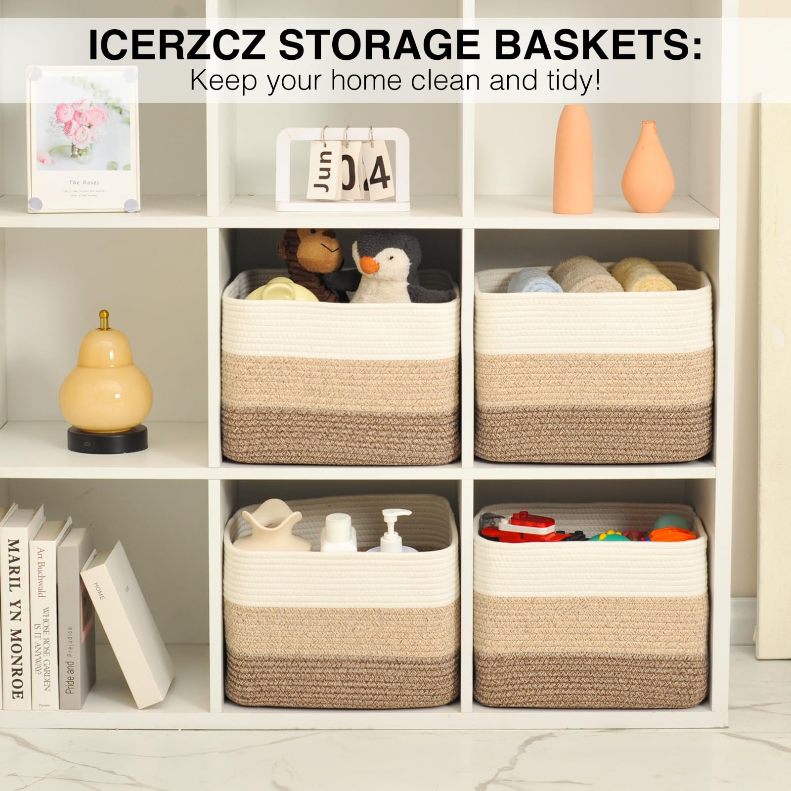 Storage Baskets for Organizing & Shelves (4 Count)