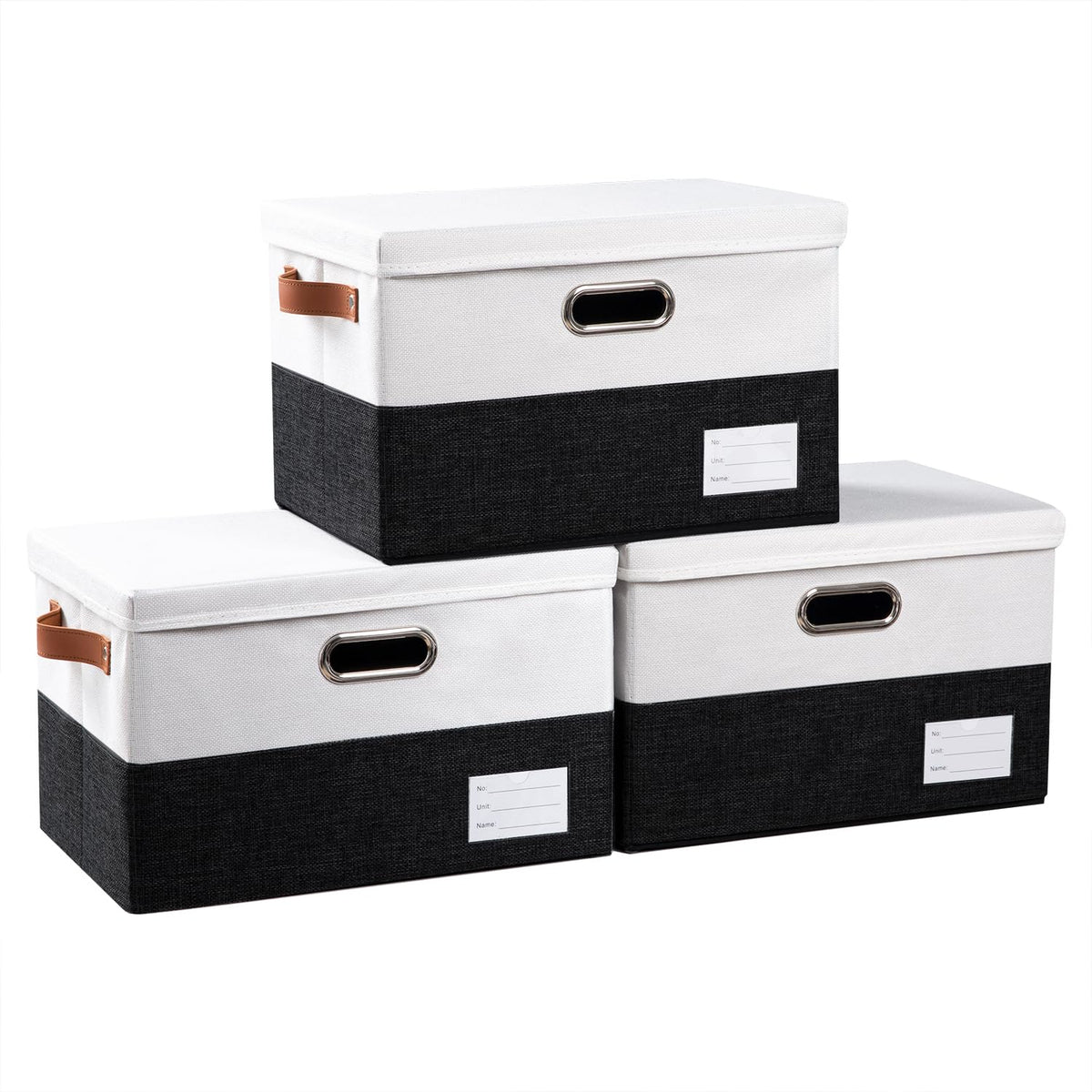 Foldable Storage Bins with Lids [3 (3 Count)