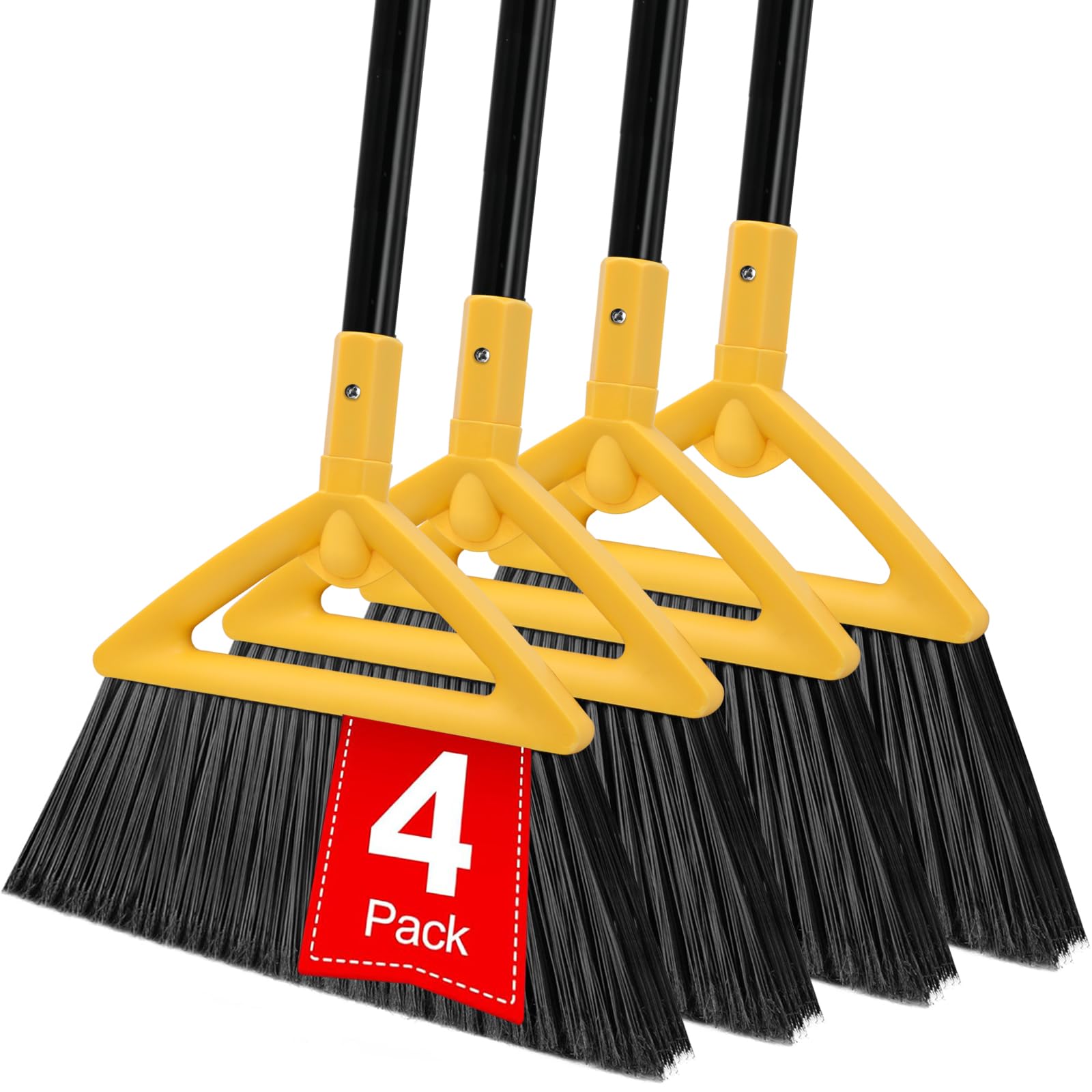 Heavy Duty Yellow Angle Broom with Long Handle (4 Count)