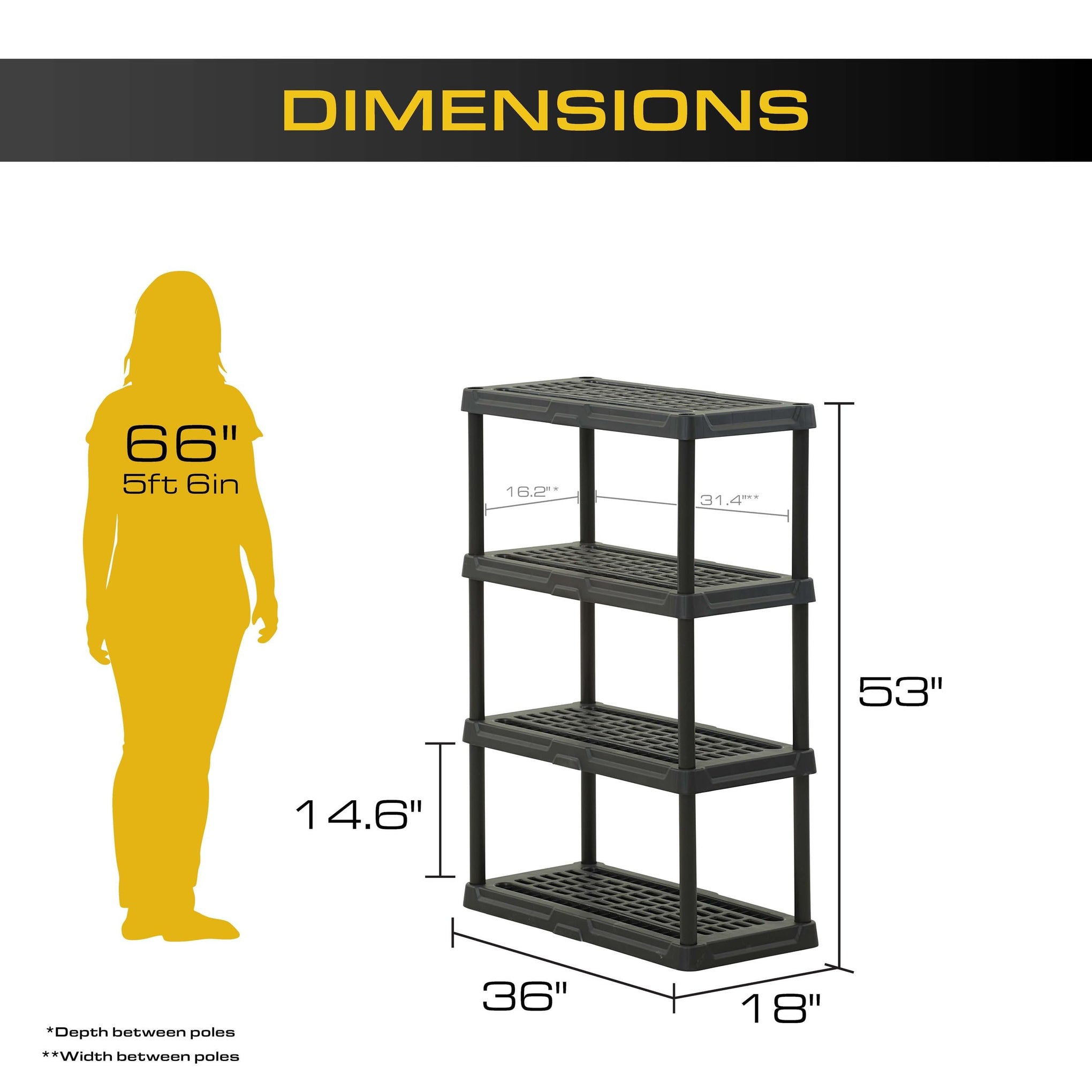 4 Tier Heavy Duty Plastic Storage Shelves for Garage (2 Count)