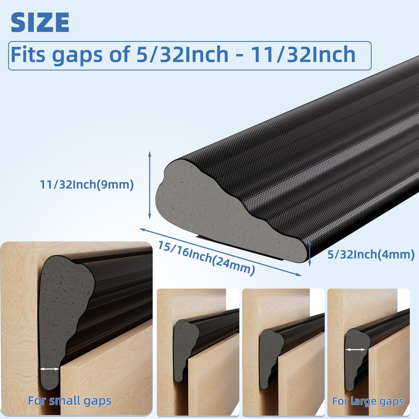 Wedge Shape Window Weather Stripping Door Frame Seal 118” Black