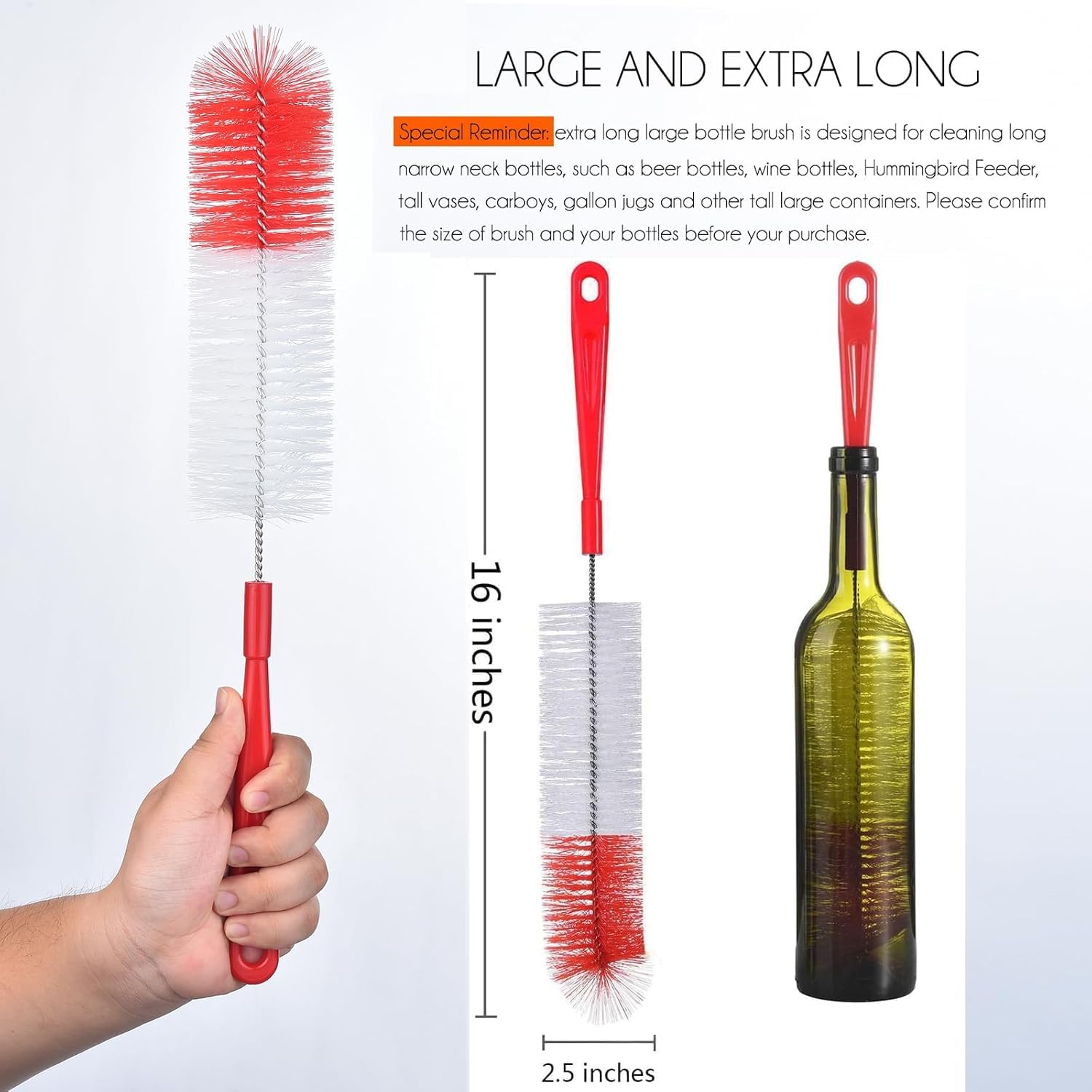8 Pack Red Bottle Brush Cleaner Set (8 Count) - ModHome Supplies