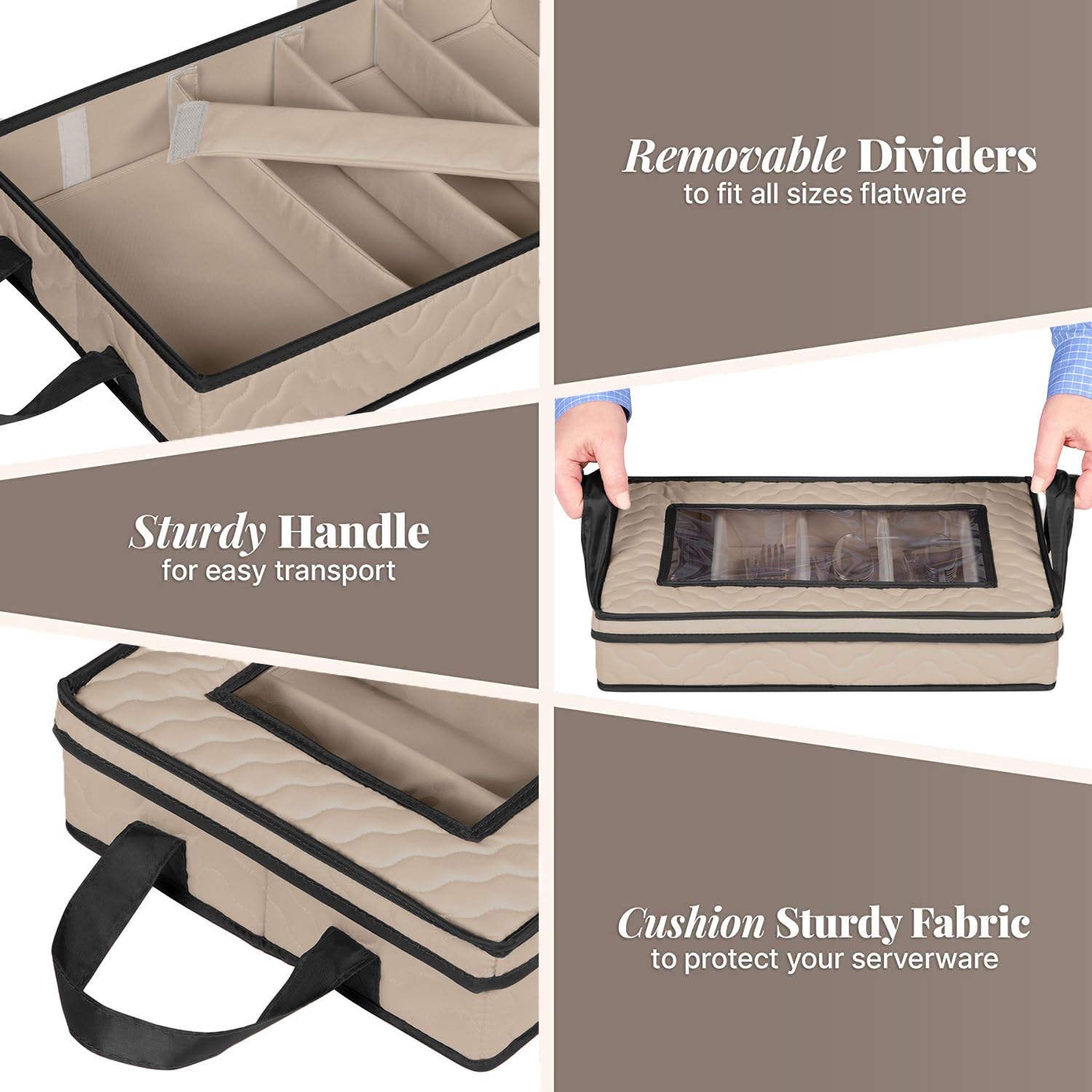Flatware Storage Case 5 Compartments Silverware Container Box