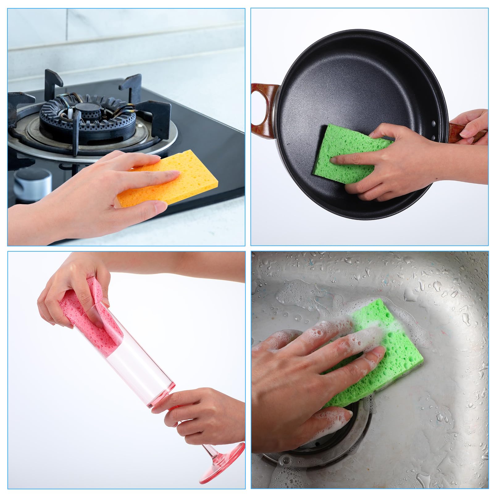 100pcs Kitchen Sponges Bulk Natural Sponges for Dishes Reusable Dish Sponge Scrub Compressed Wood Pulp Sponge Non (100 Count)