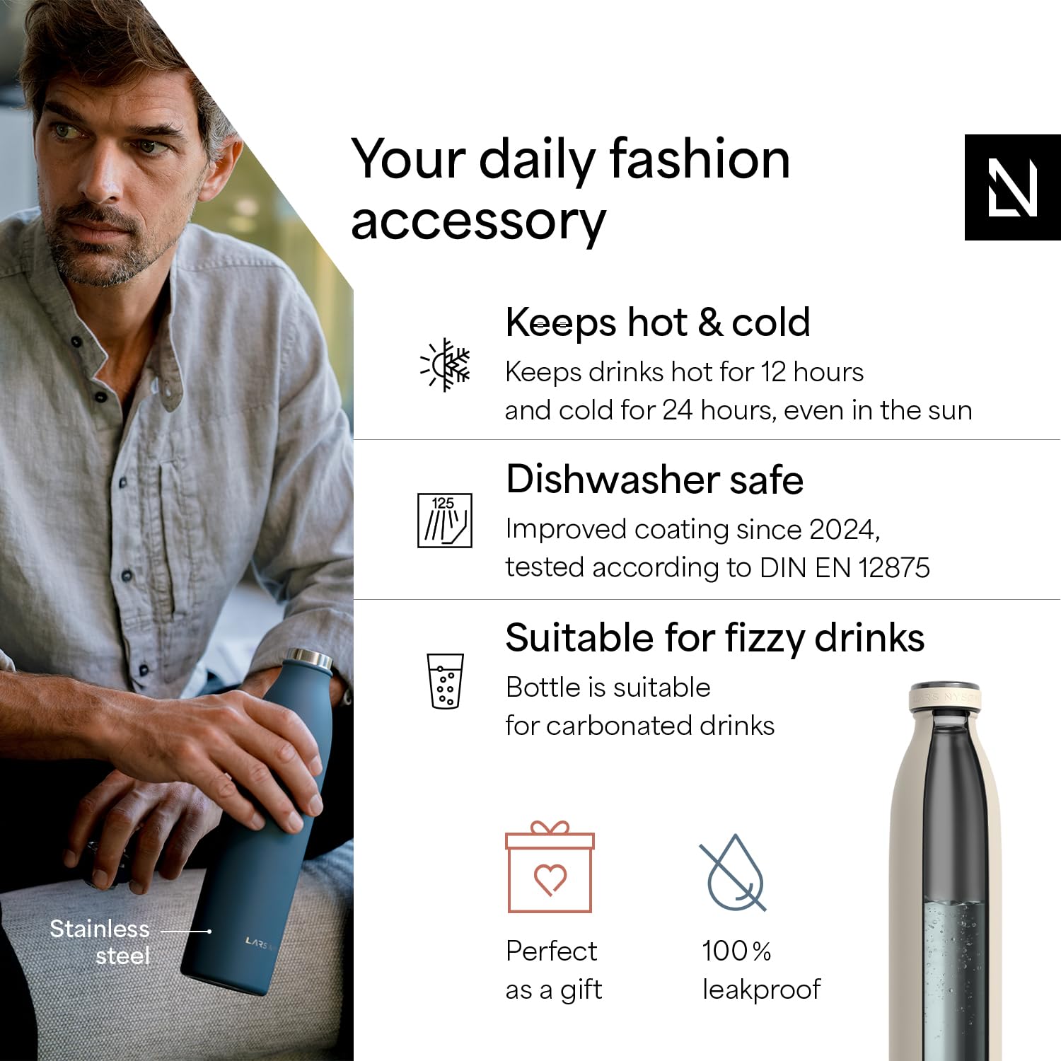 Stainless Steel Insulated Water Bottle 12oz 17oz 25oz 34oz 51oz