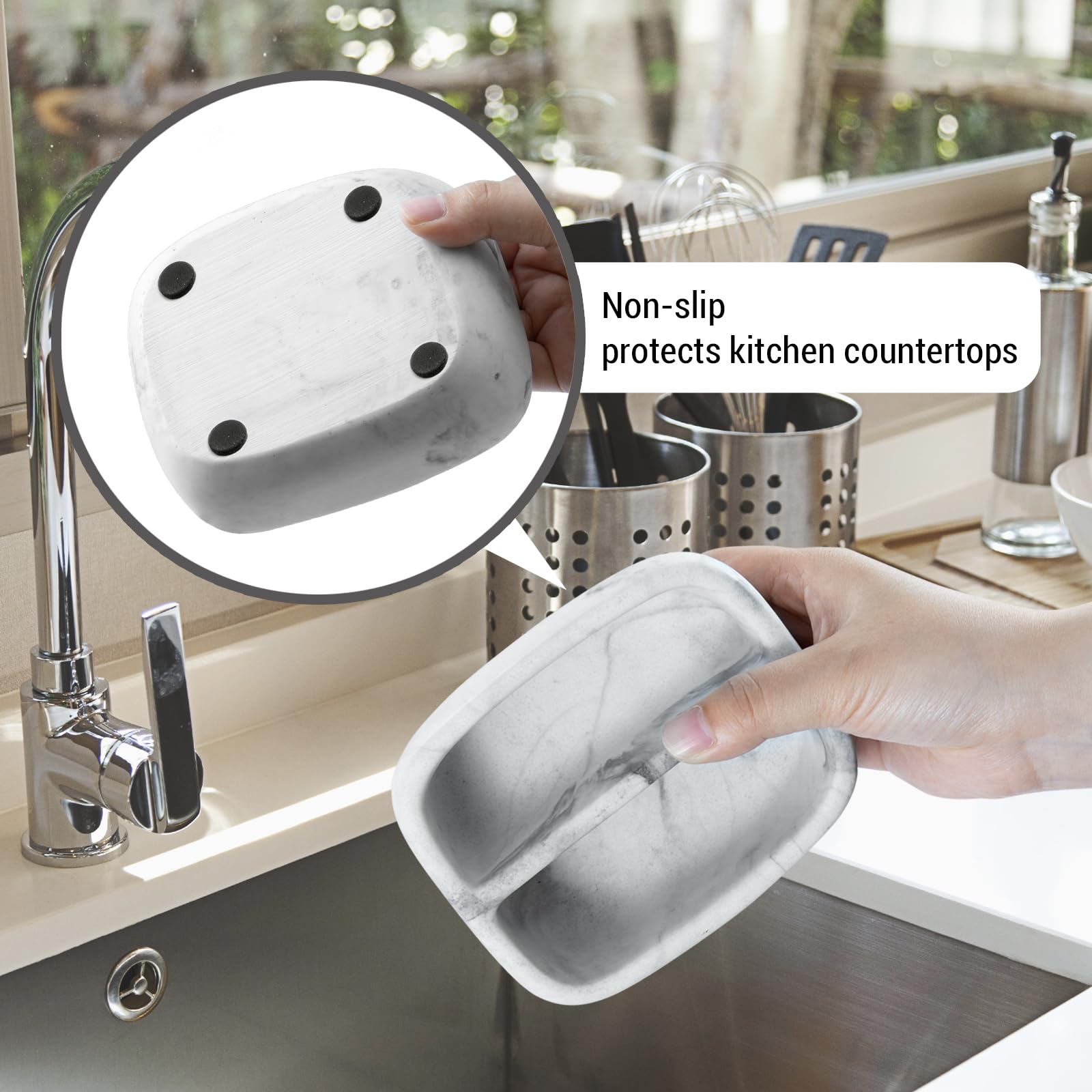 Modern White Resin Sponge Holder for Kitchen Sink