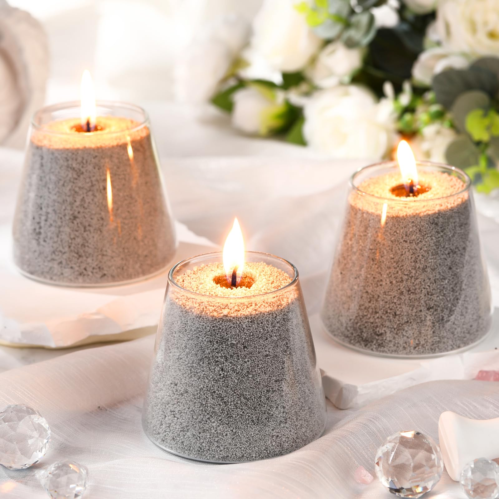 Candle Sand 3.3 lb DIY Pearled Candle Making Kit Included 20 Pcs Wicks and Refillable Beaded Wax Sand Beaded Wax Gift with Wicks Self Extinguish for Home Wedding Party Women (21 Count)