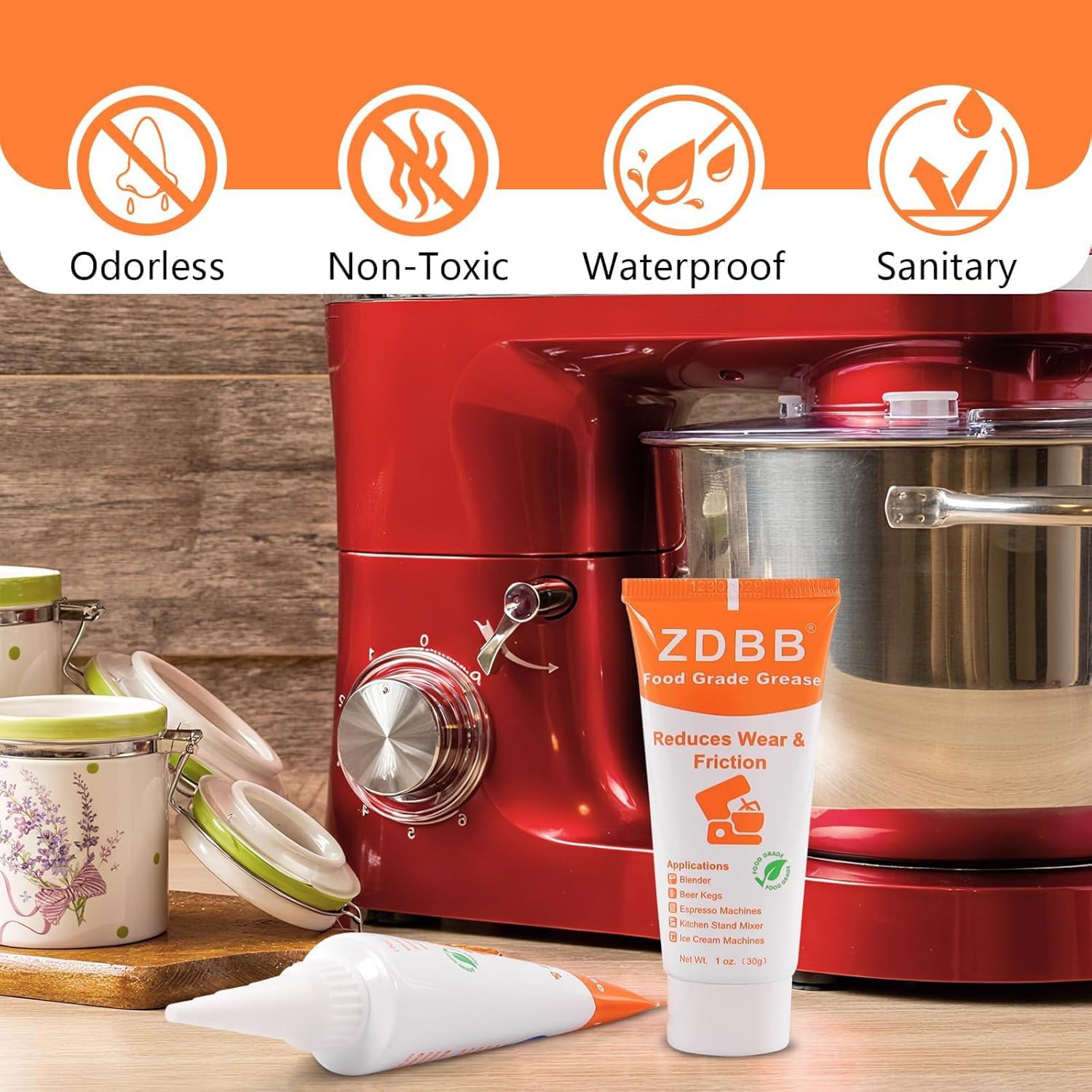 Food Grade Grease for Kitchenaid Stand Mixer Odorless Food Grade Equipment Lubricant with PTFE Espresso Machine Grease Sanitary Lubricant for Beer Kegs
