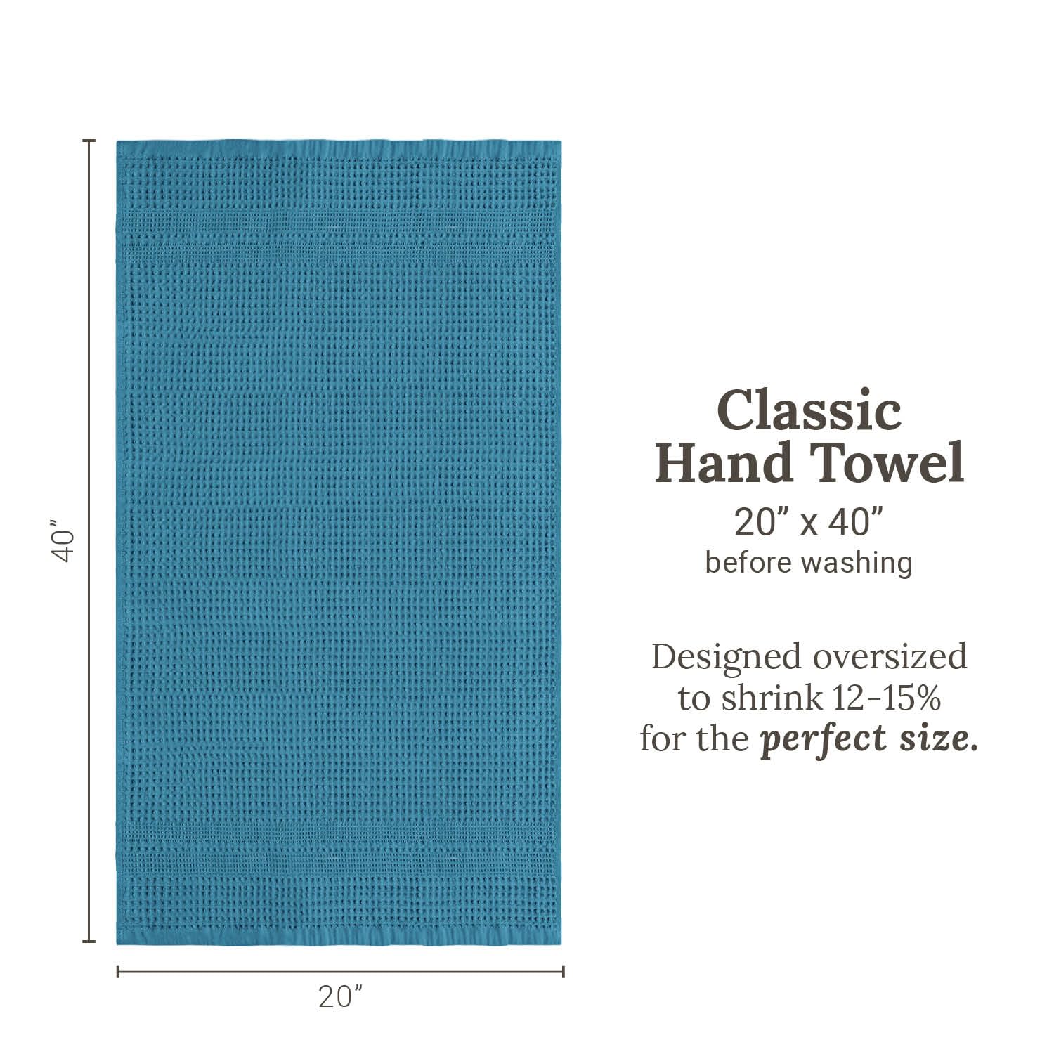 Waffle Hand Towels for Bathroom Quick Dry Towel Super Absorbent Thin 100% Cotton Lint Free (2 Count)