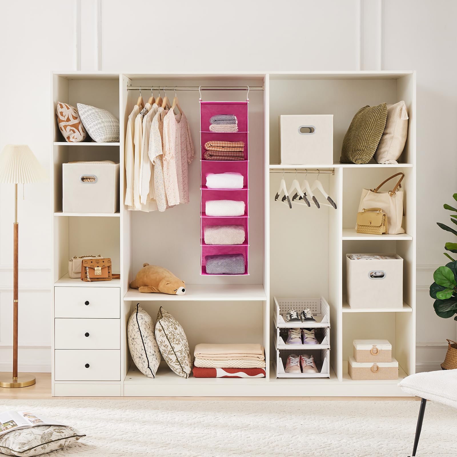 6 Shelf Hanging Closet Organizer with 2 Sturdy Hooks