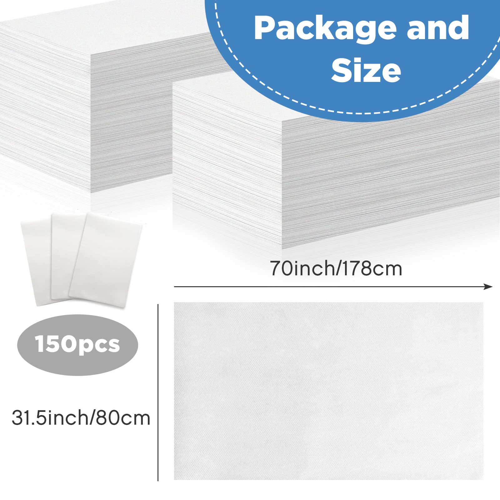 150 Pieces Disposable Massage Table Sheets 31" x 70" Waterproof Bed Sheets Non Woven Bed Cover for Massage Table Beauty Salons Tatto Spa Hotels