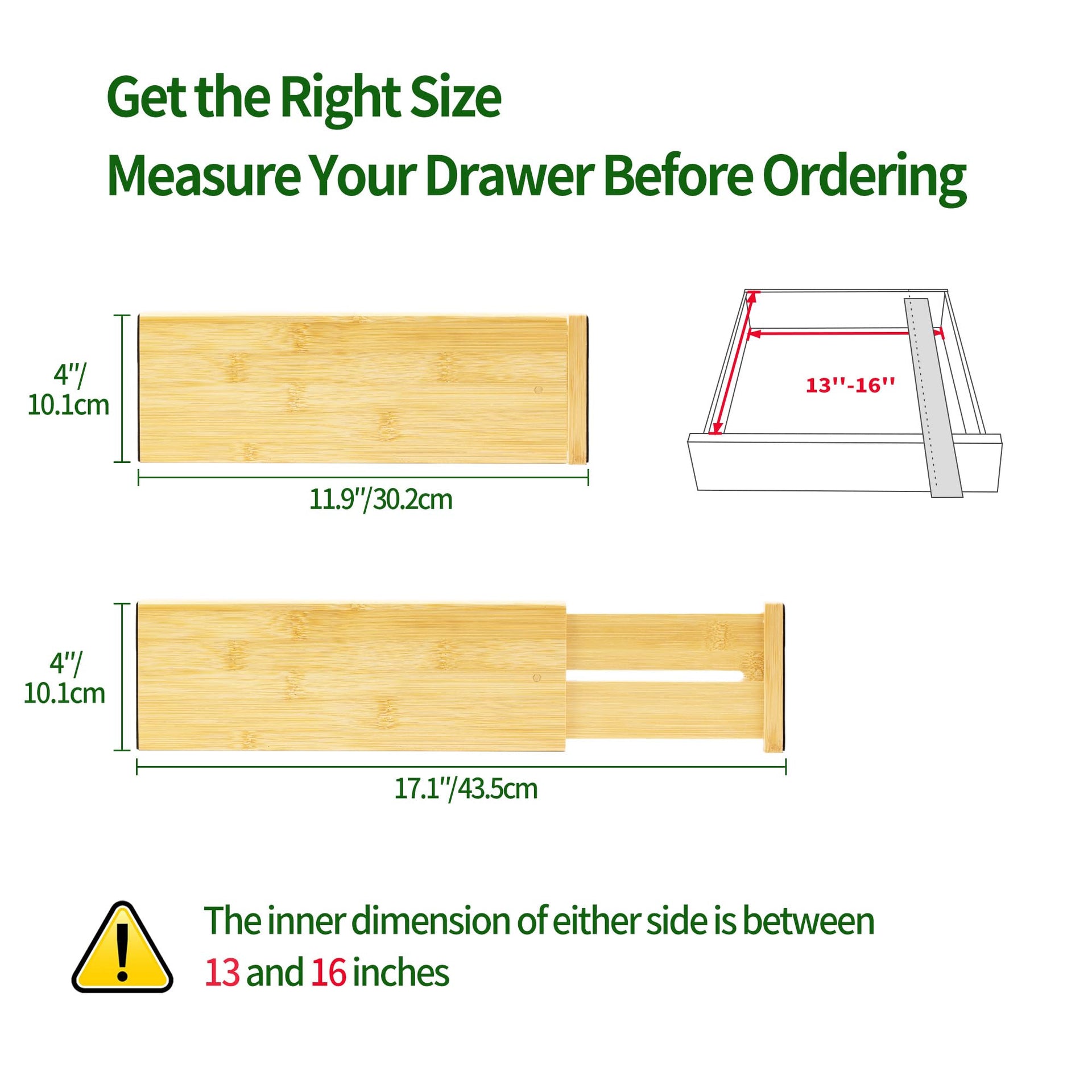 6 Pack Bamboo Drawer Dividers